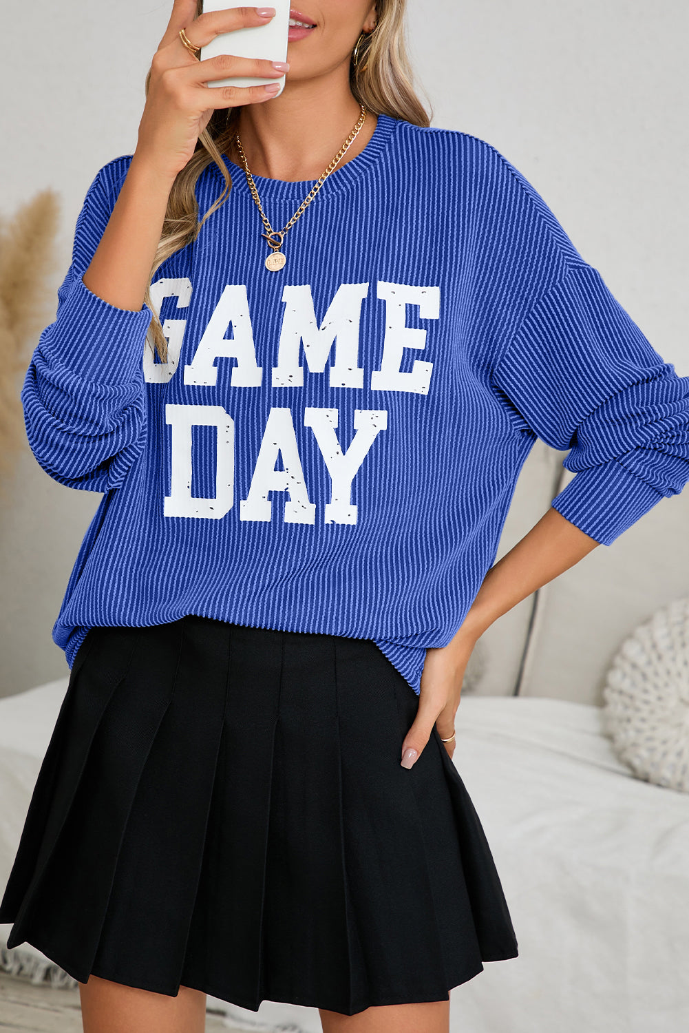 Corded GAME DAY Graphic Long Sleeve Top