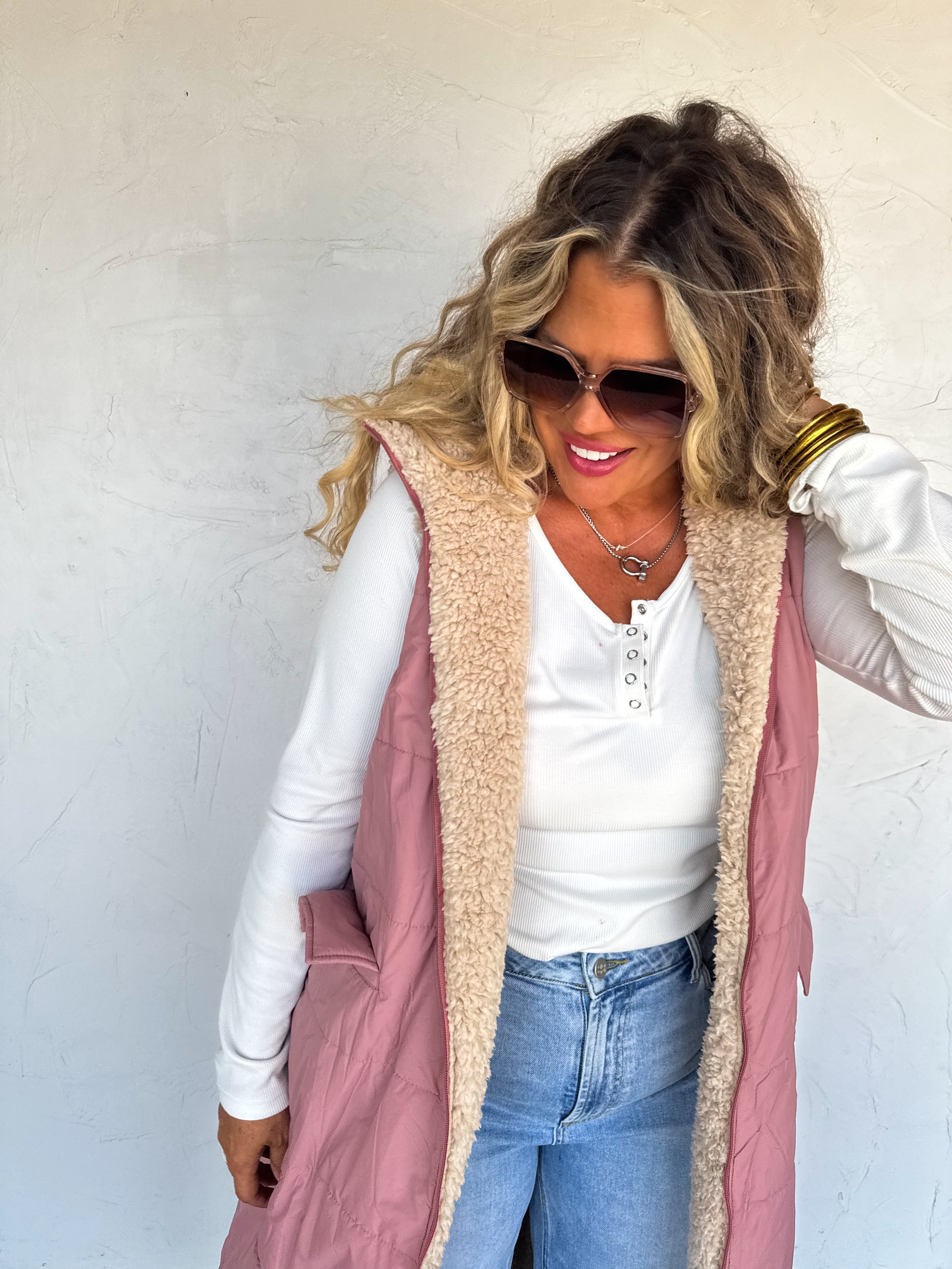 PRE-ORDER: REVERSIBLE SHERPA PUFFER VEST