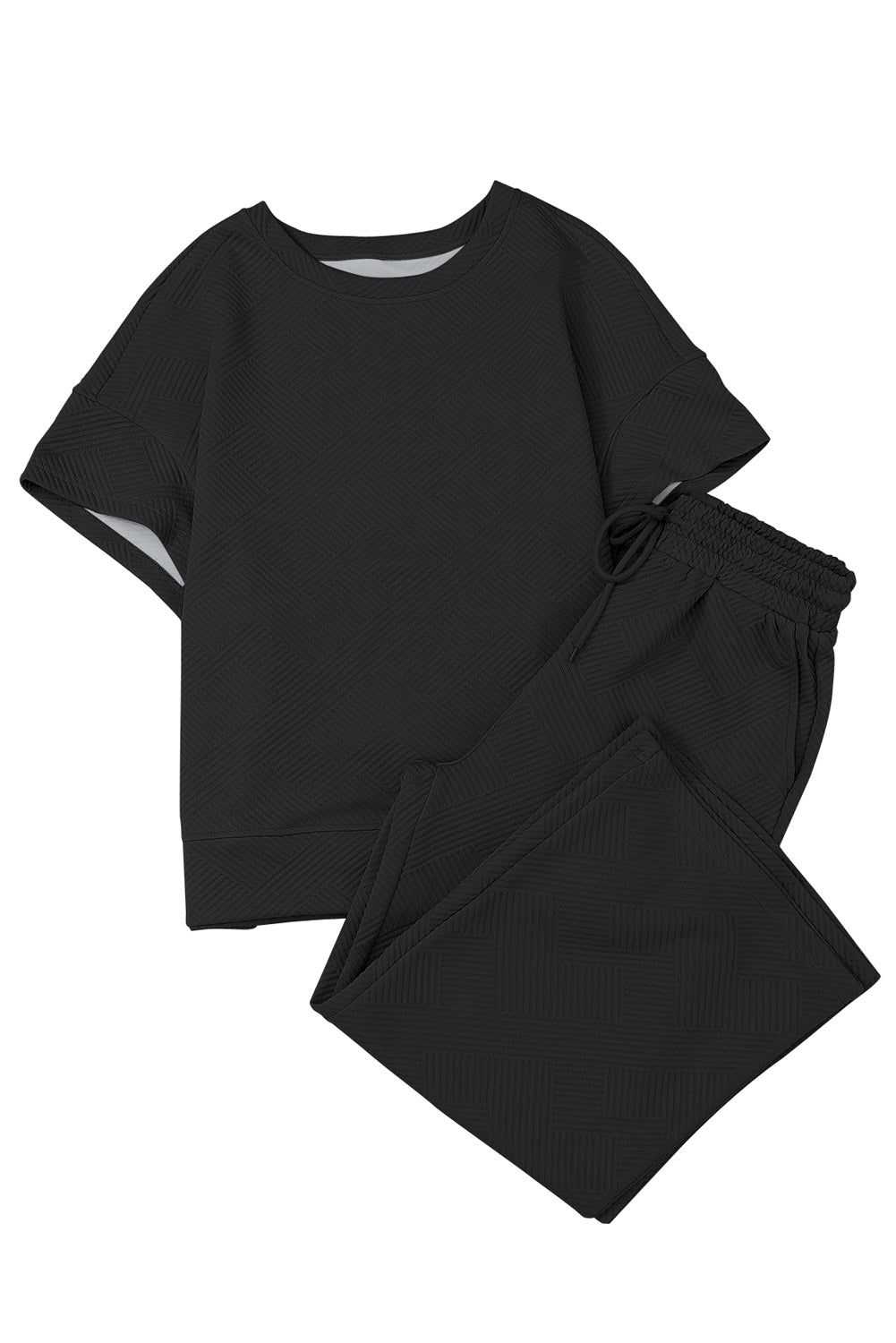 Textured Loose Fit Tee and Pants Set
