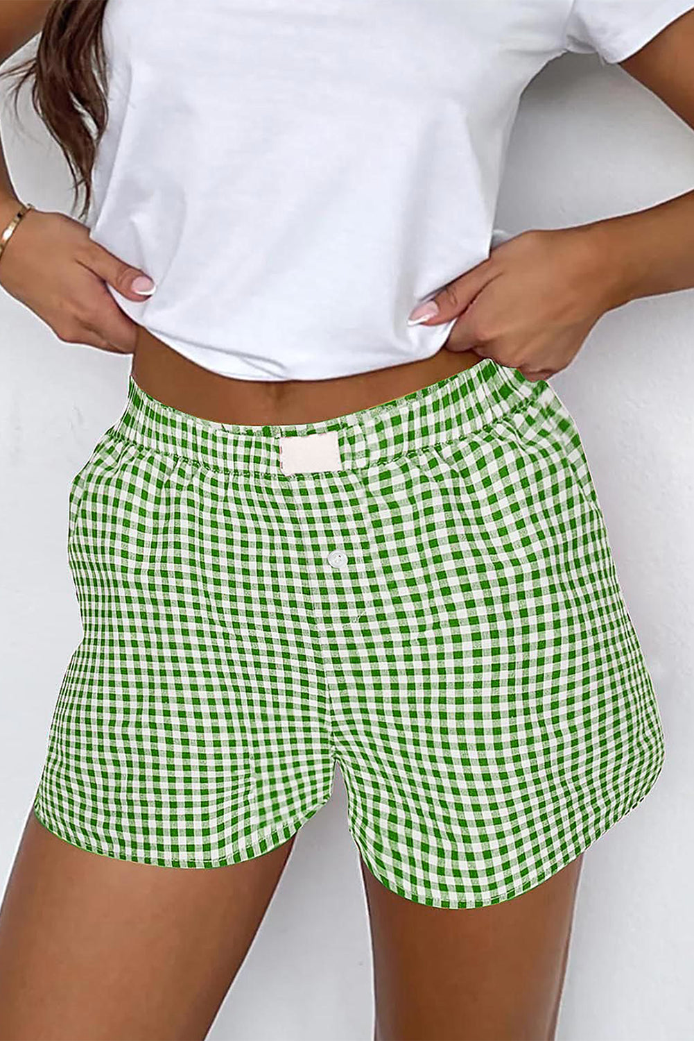 Vintage Plaid High Waisted Wide Leg Shorts
