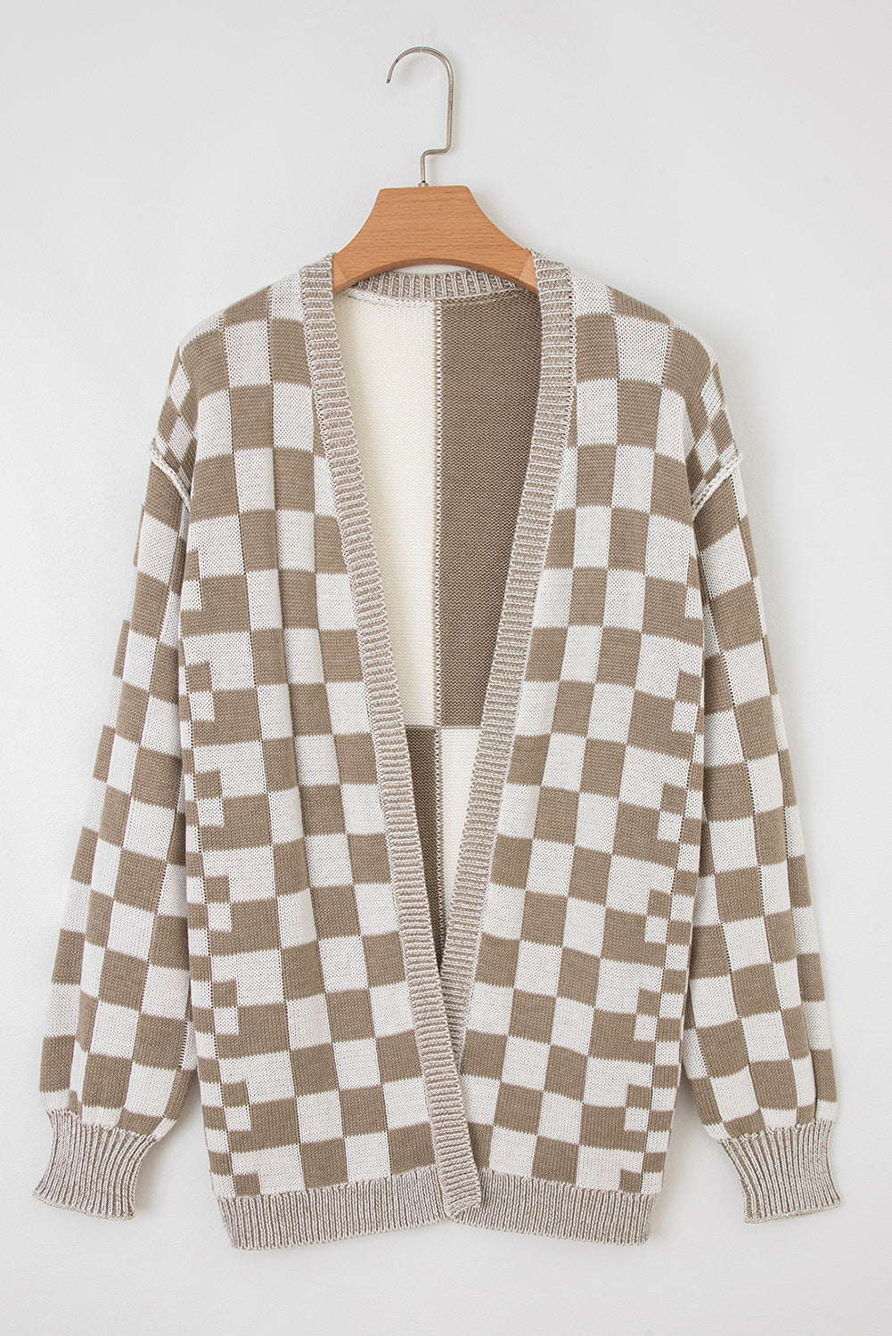PRE-ORDER: Checkered Drop Shoulder Cardigan