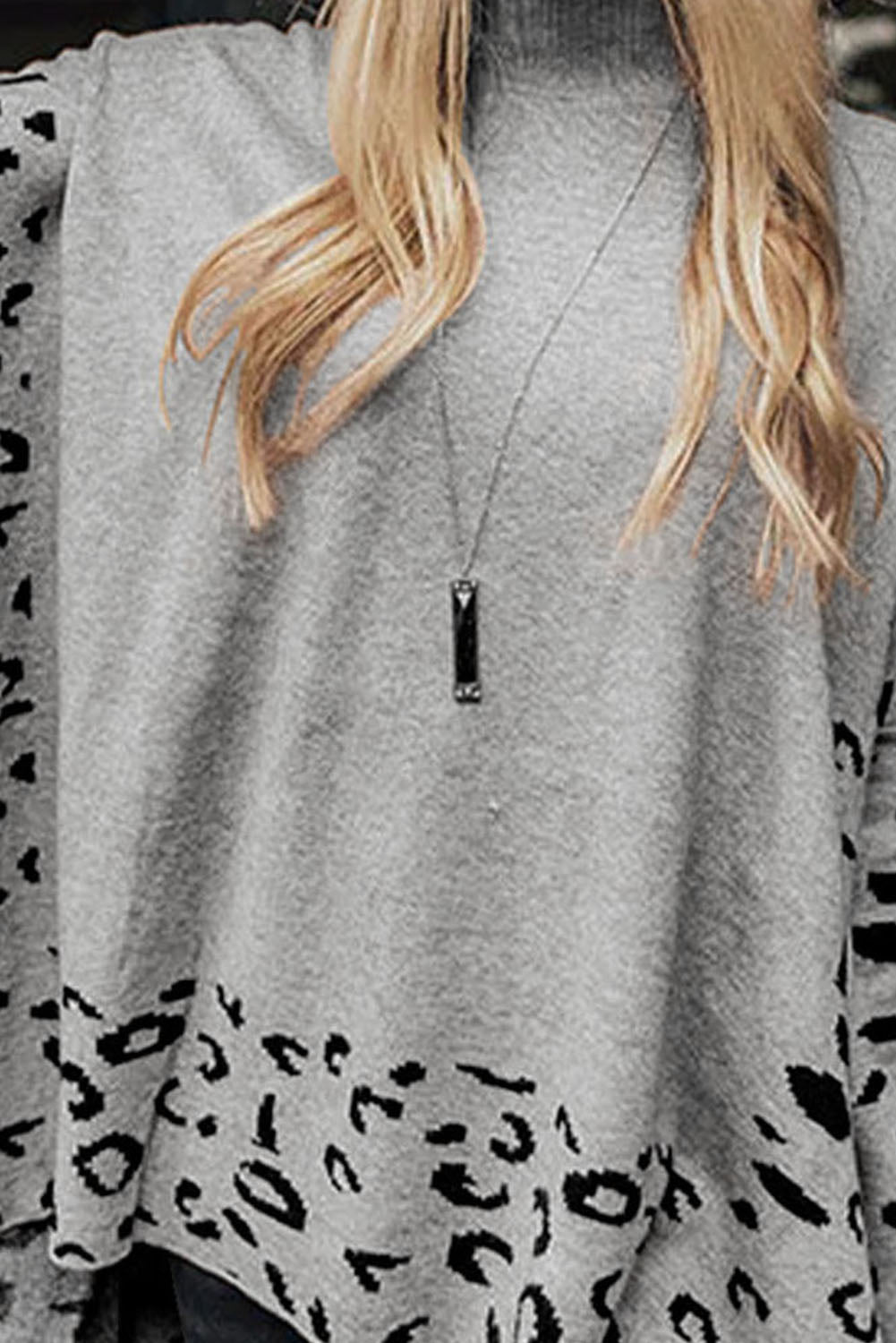 PRE-ORDER: Leopard Casual Side Slit High Neck Oversized Sweater