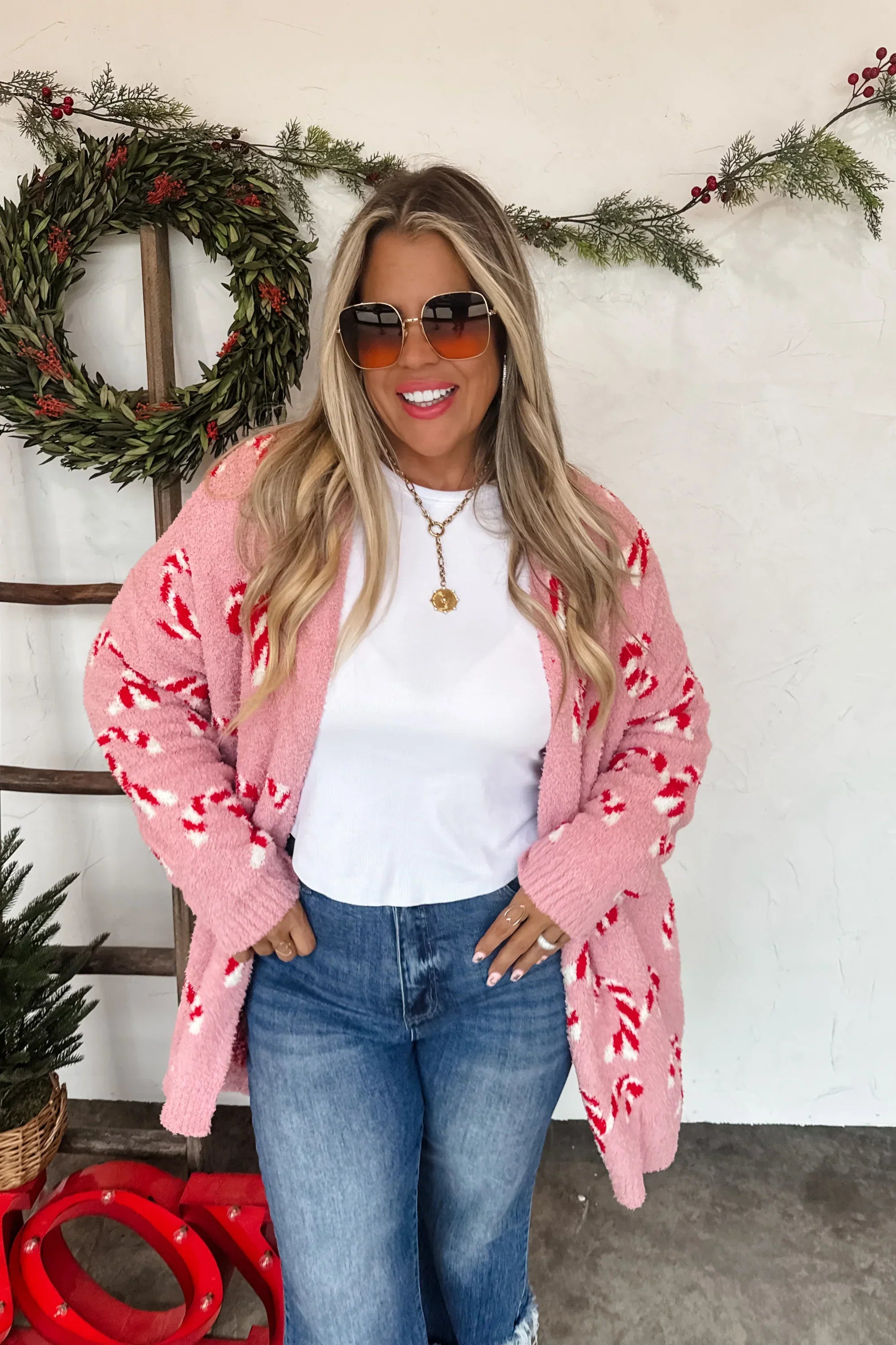 PRE-ORDER: Christmas Cloud Cardigan Candy Cane