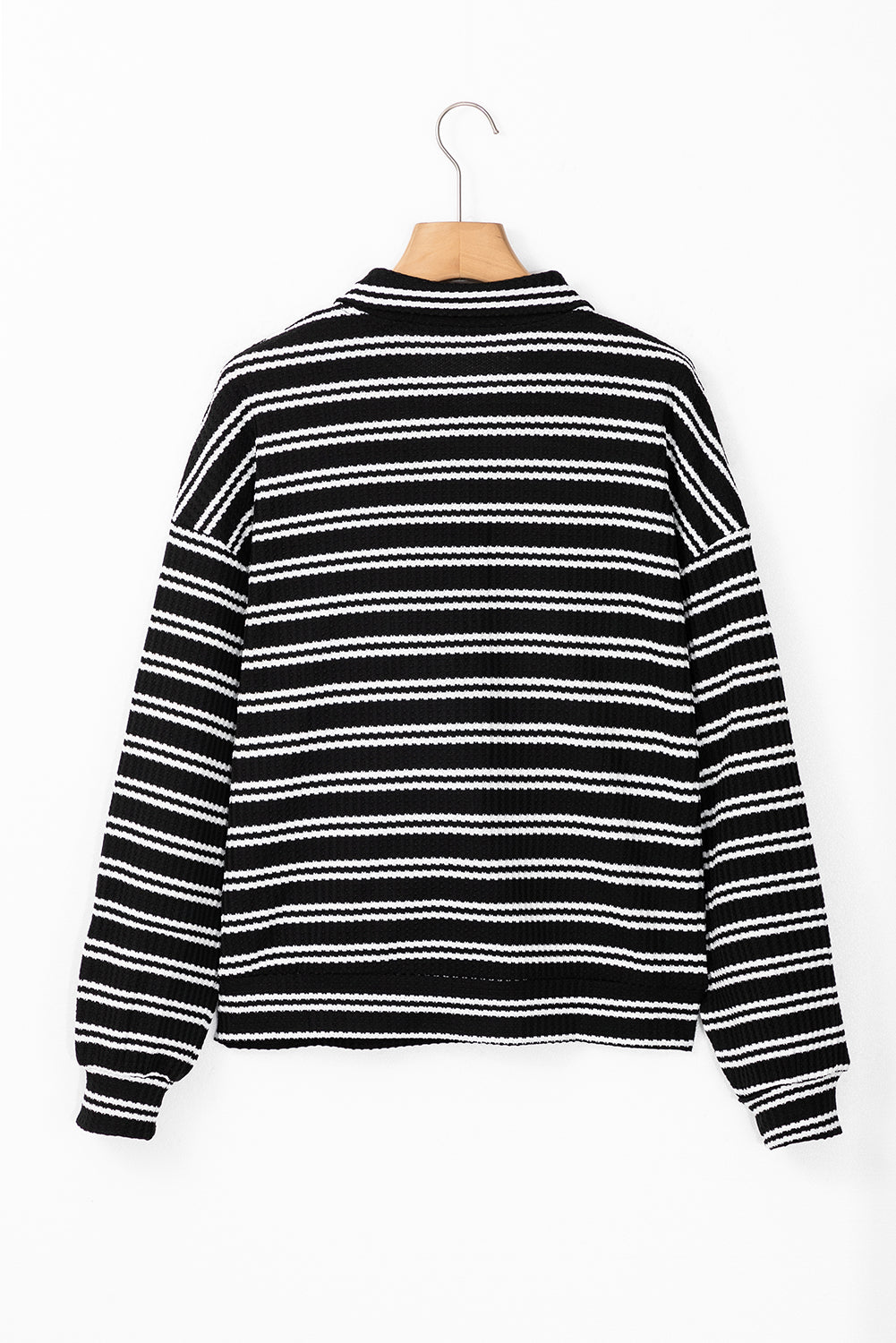 Black Stripe Textured Quarter Zip