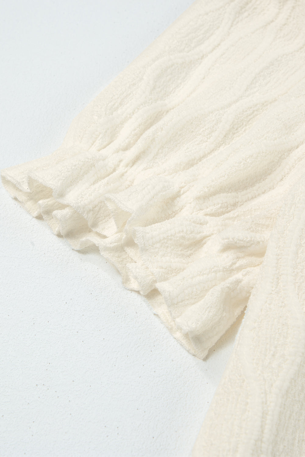 PRE-ORDER: Solid Color Textured Notched Neck Puff Sleeve Blouse