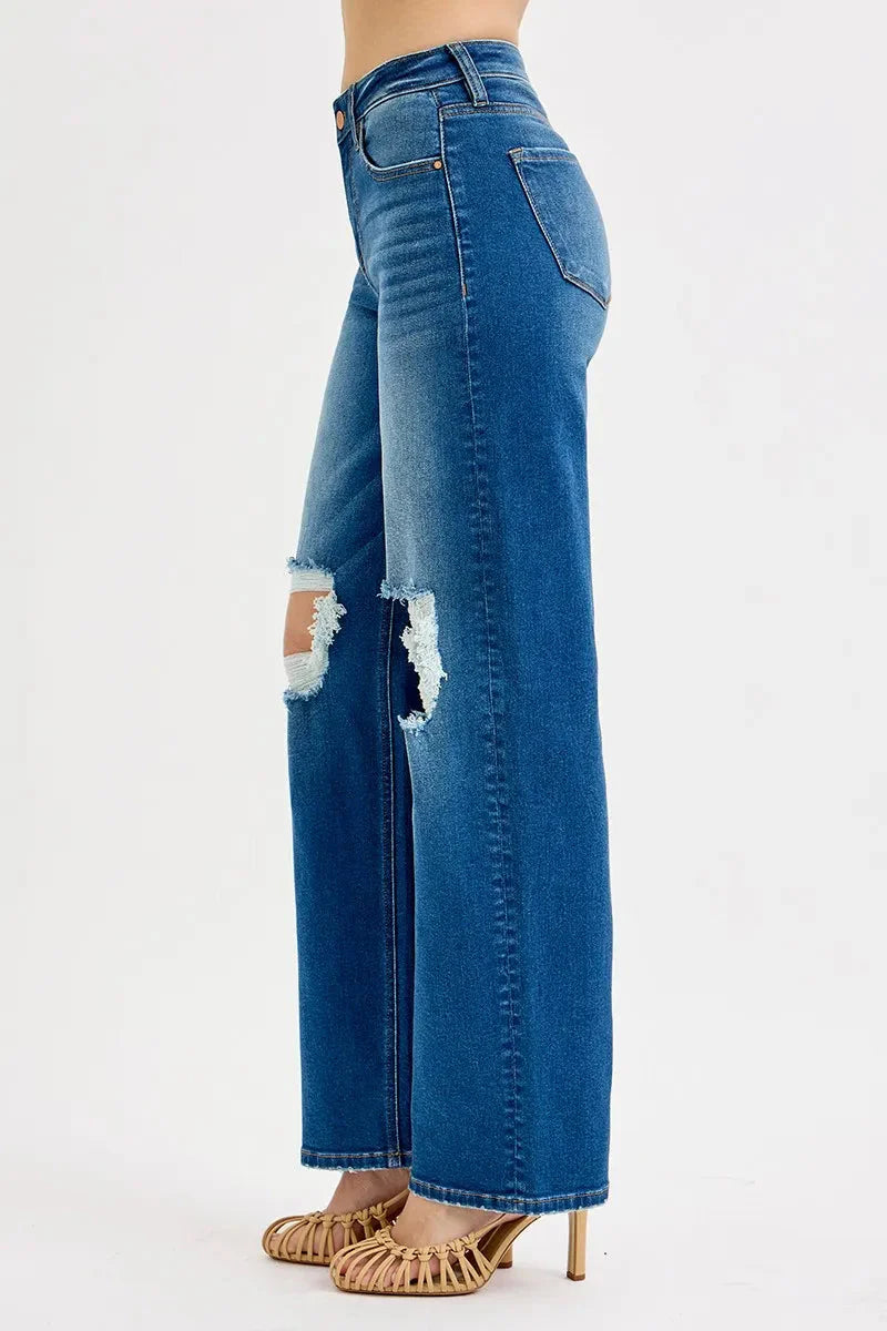 Mid-Rise Distressed Boyfriend Jeans