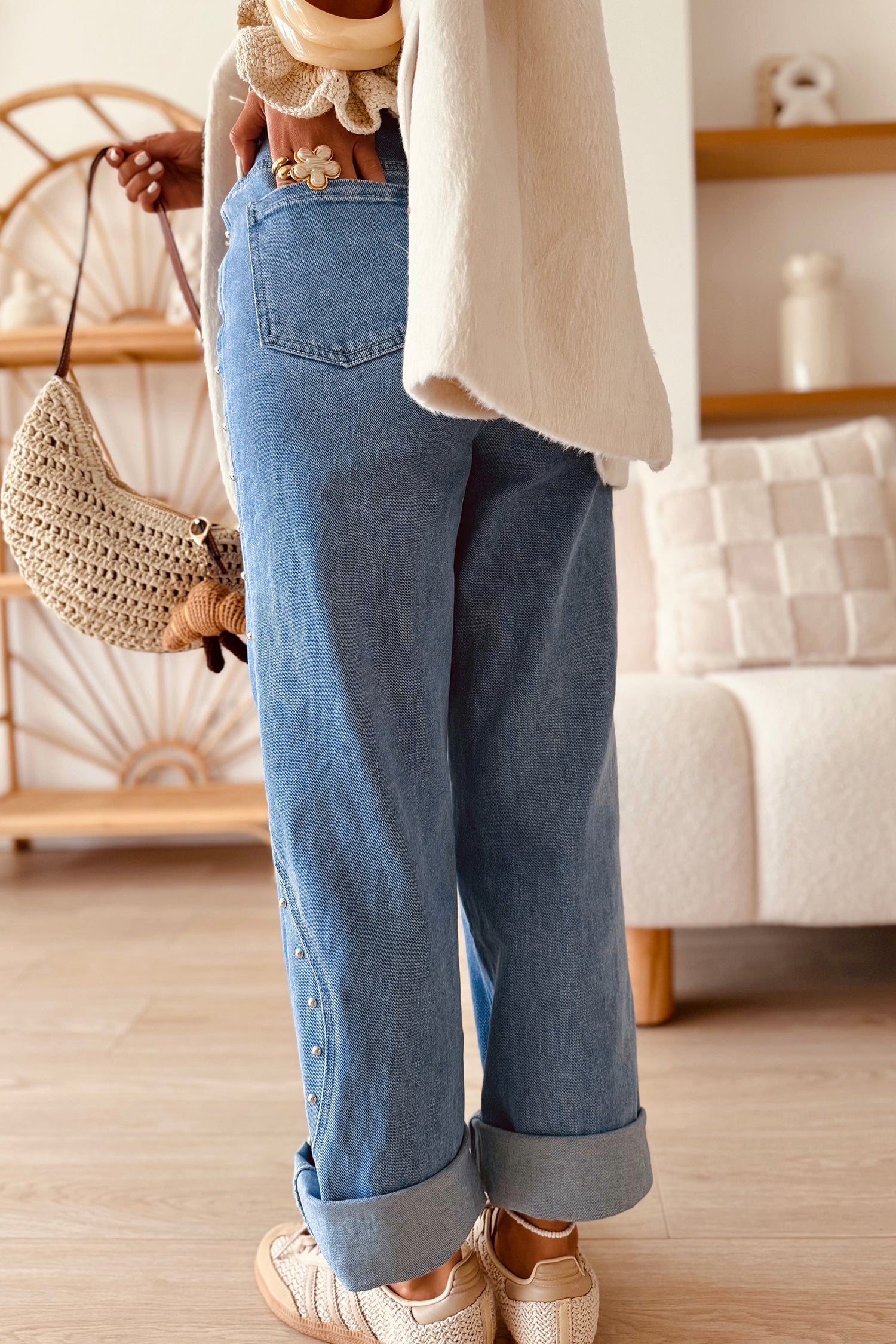 PRE-ORDER: Rivet Detail Ankle Jeans
