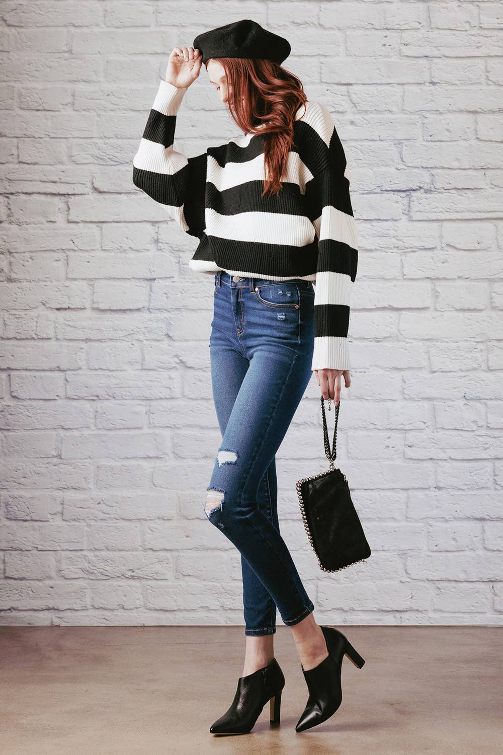 High Rise Distressed Skinny Jeans