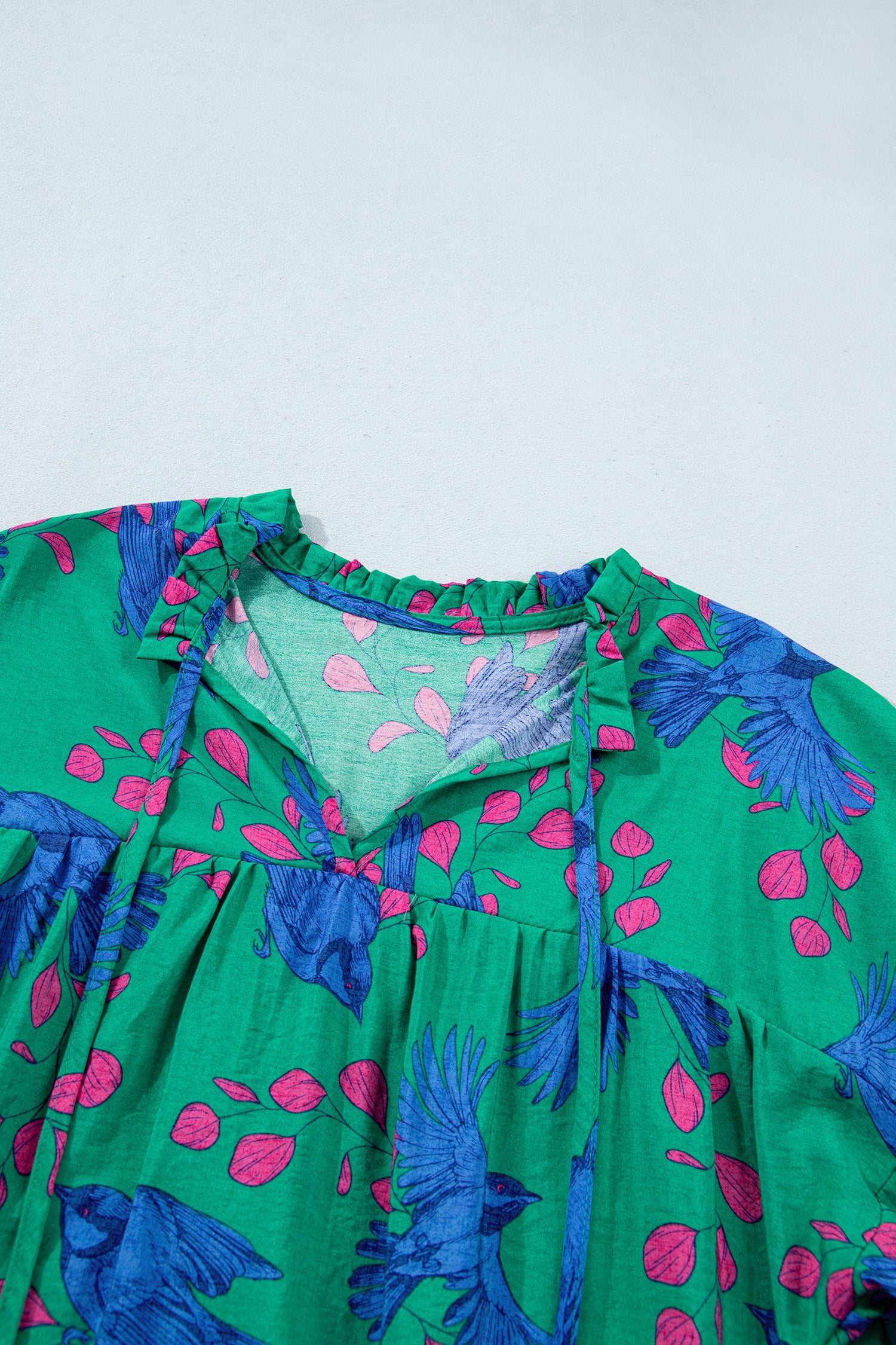 PRE-ORDER: Green Abstract Print Puff Sleeve Blouse