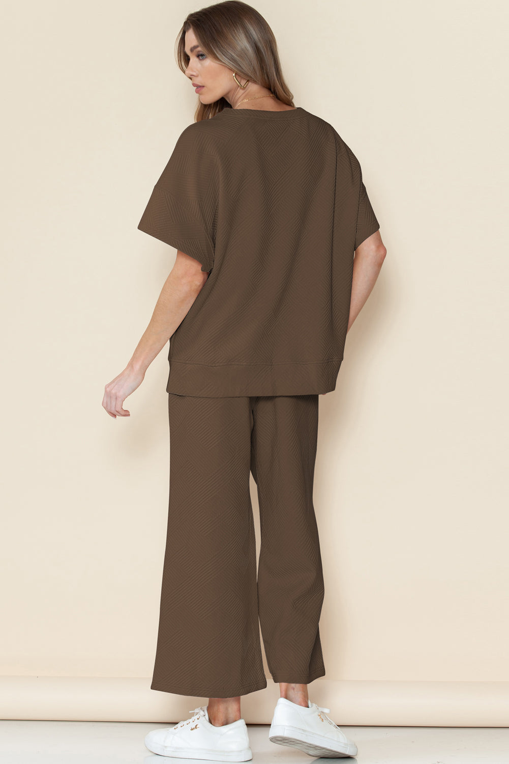 Textured Loose Fit Tee and Pants Set