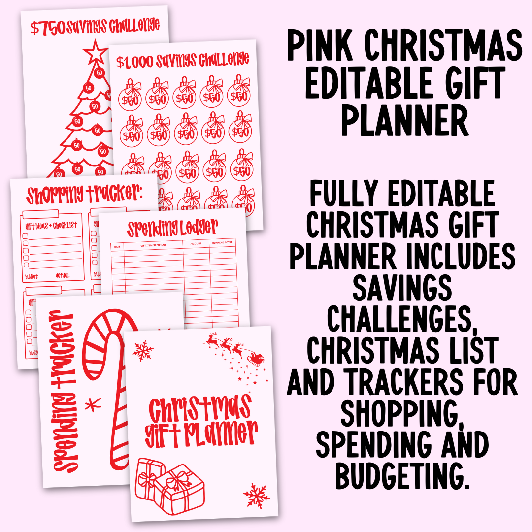 ๐ Pink Christmas Gift Planner โ DIGITAL DOWNLOAD ๐