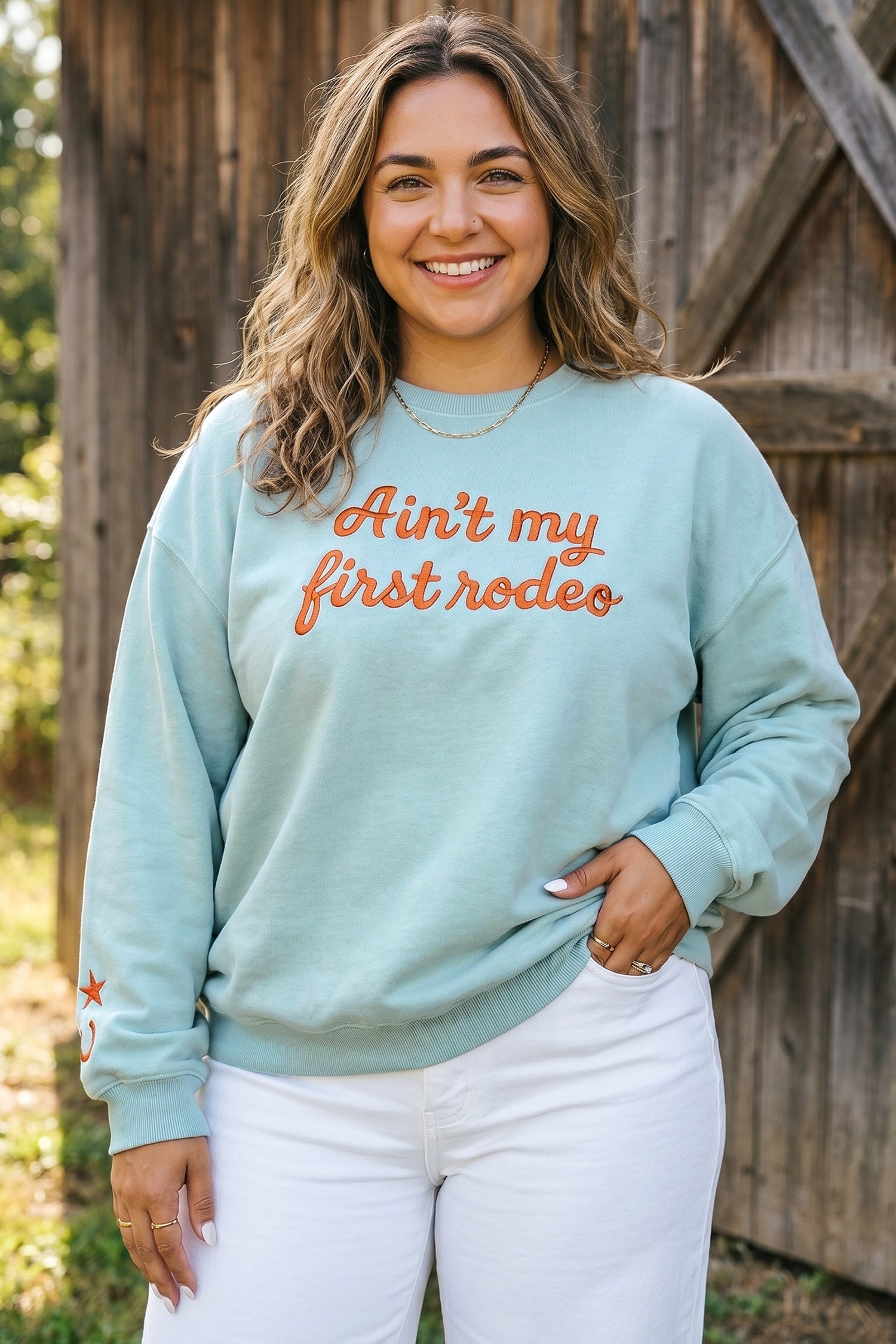 PRE-ORDER: Curvy - Letter Print Round Neck Loose Fit Long Sleeve Sweatshirt