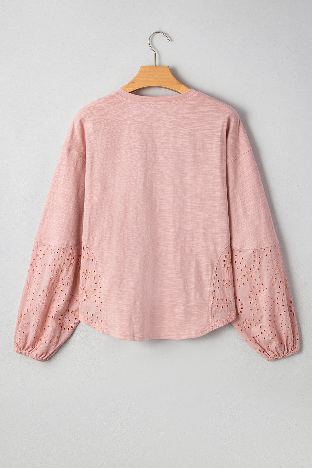 PRE-ORDER: Light Pink Notch V Neck Batwing Sleeve Patchwork Blouse
