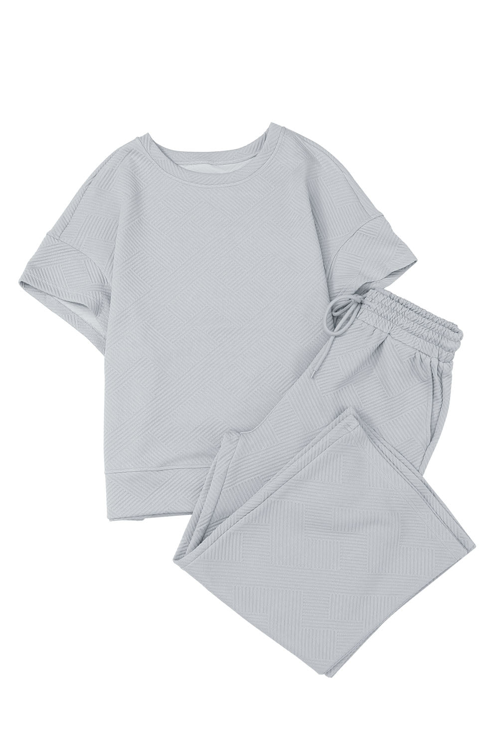 Textured Loose Fit Tee and Pants Set