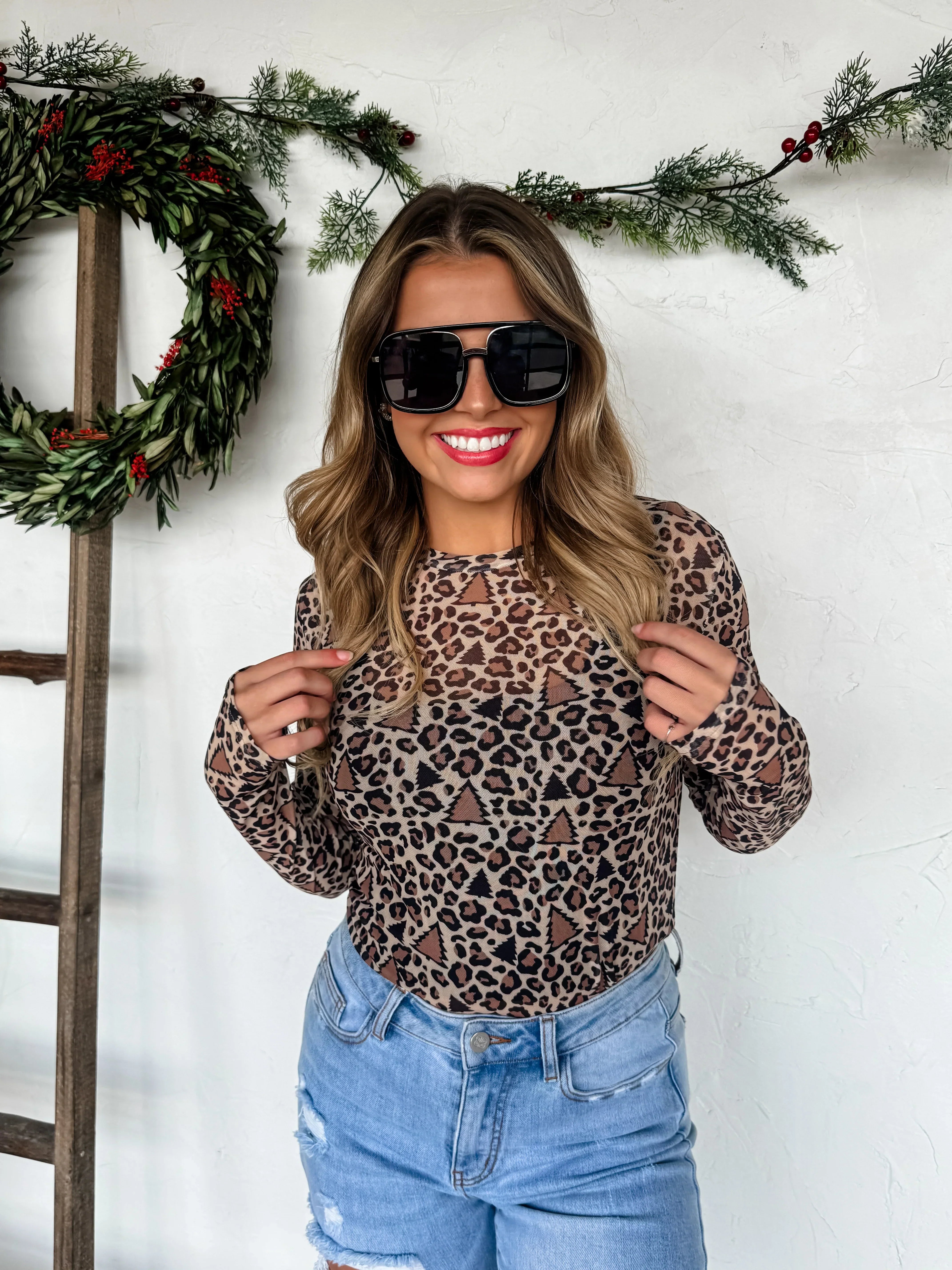 PRE-ORDER: Christmas Printed Mesh Tops