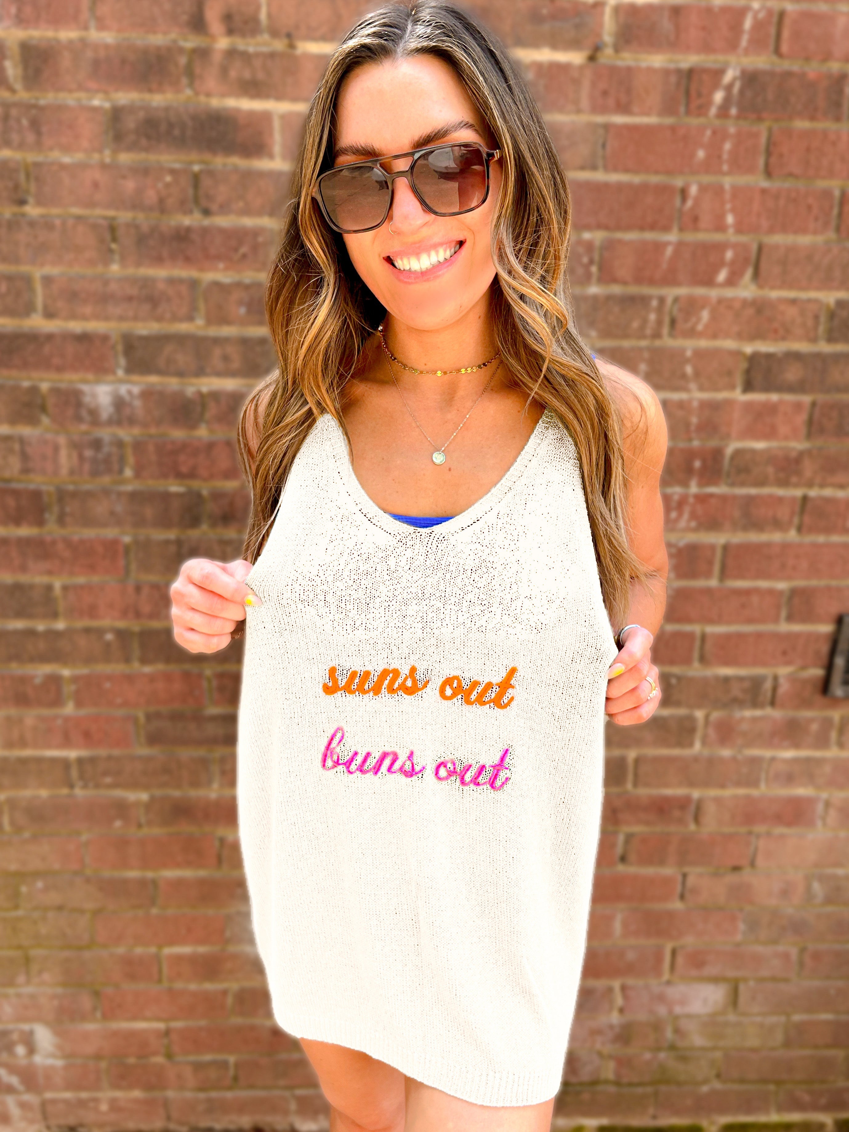 PRE-ORDER: “Suns Out, Buns Out” Lightweight Knit Tank Dress Coverup