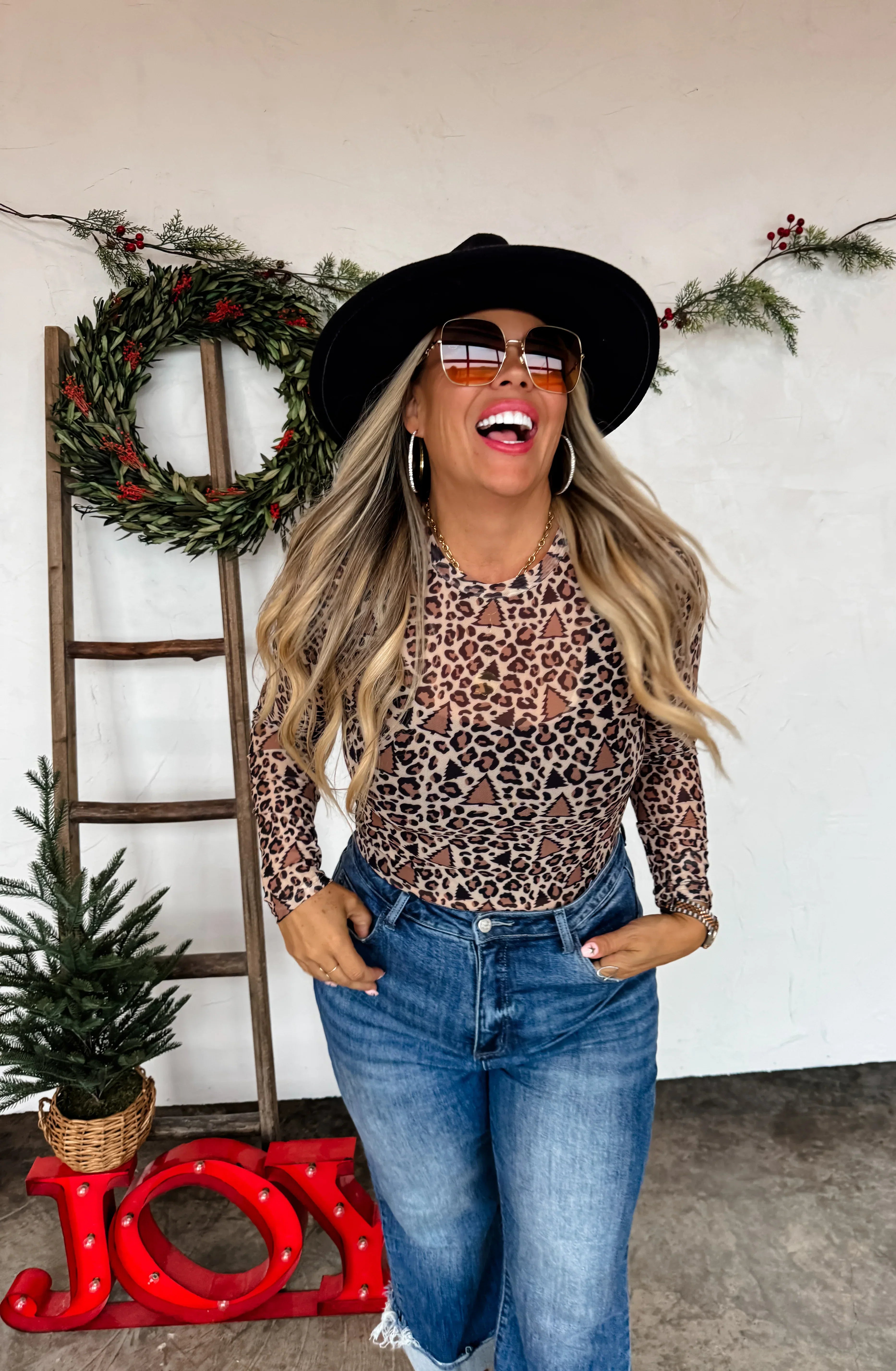 PRE-ORDER: Christmas Printed Mesh Tops