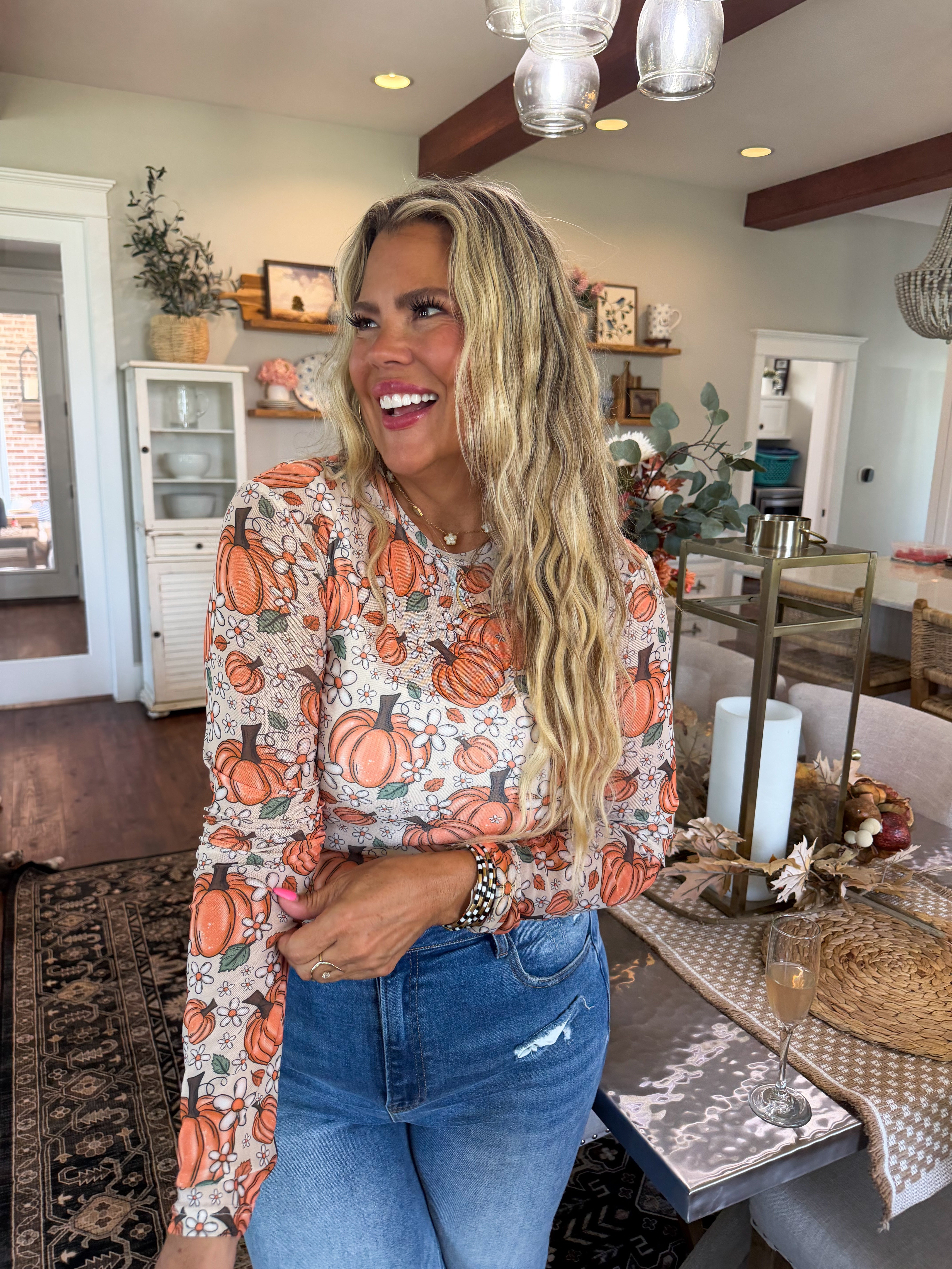 PRE-ORDER: HARVEST BLOOM MESH TOP