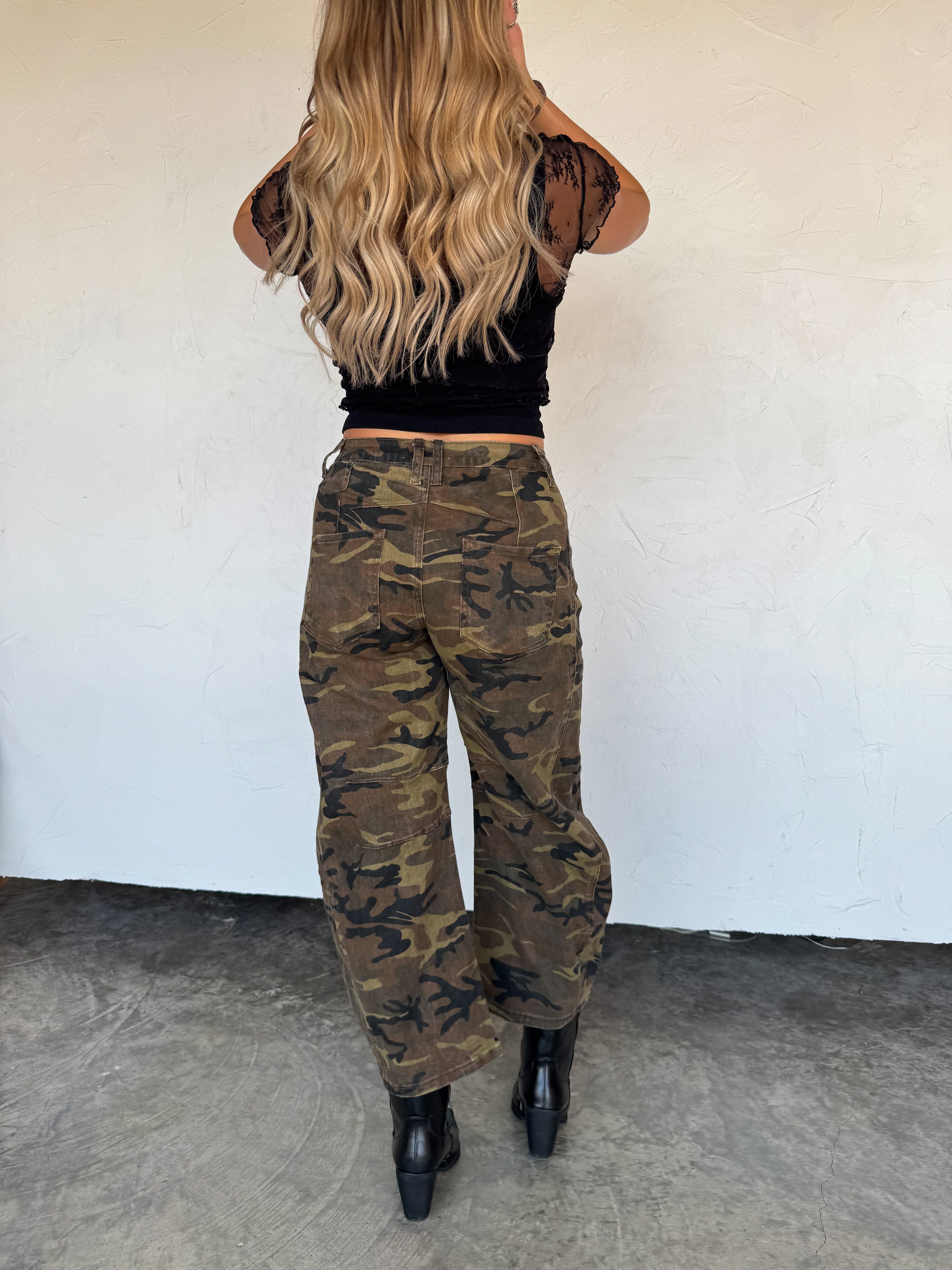 PRE-ORDER: BEX CAMO BARREL JEANS