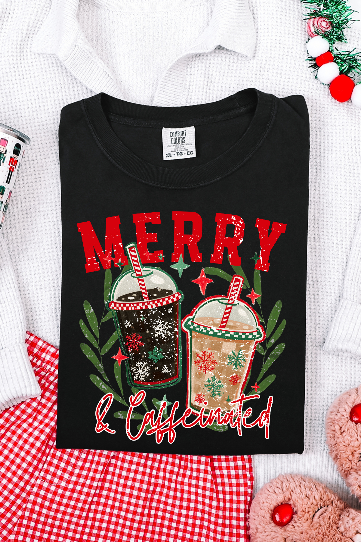 Merry & Caffeinated Cups Tee