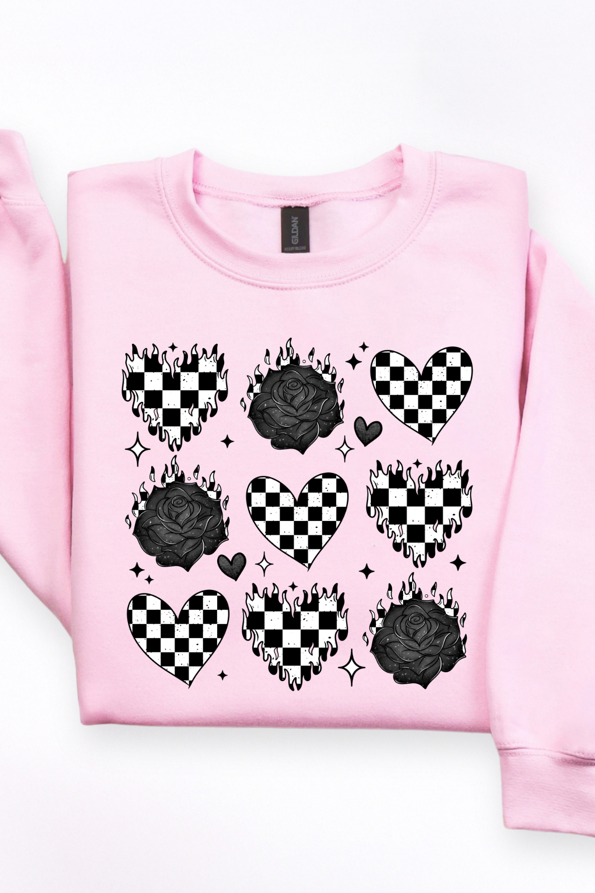 Checkerboard Hearts & Roses Sweatshirt