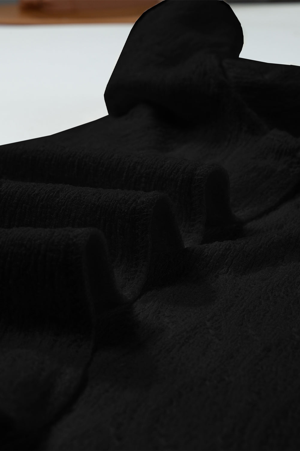 PRE-ORDER: Solid Color Textured Notched Neck Puff Sleeve Blouse