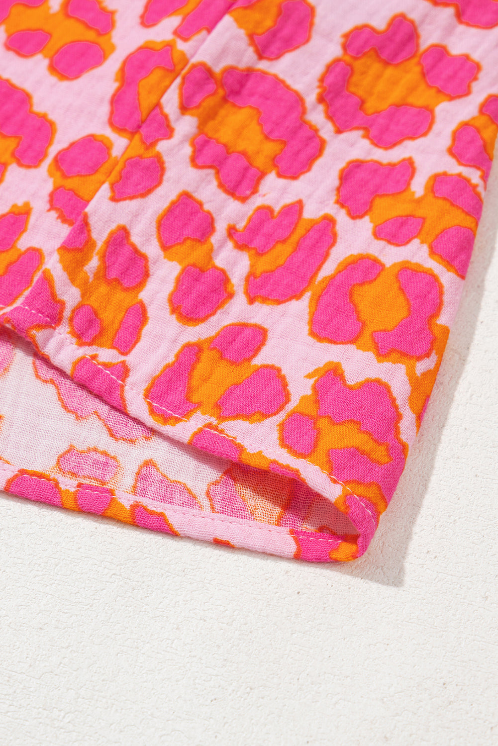 PRE-ORDER: Rose Leopard Print Button-Up Crinkle Shirt