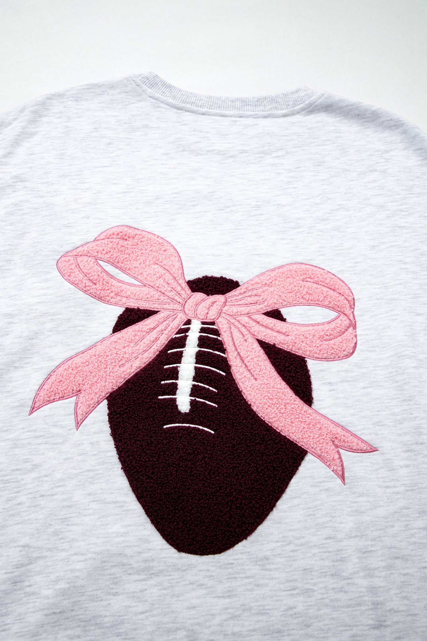 PRE-ORDER: Light Grey Football Bow Back Sweatshirt
