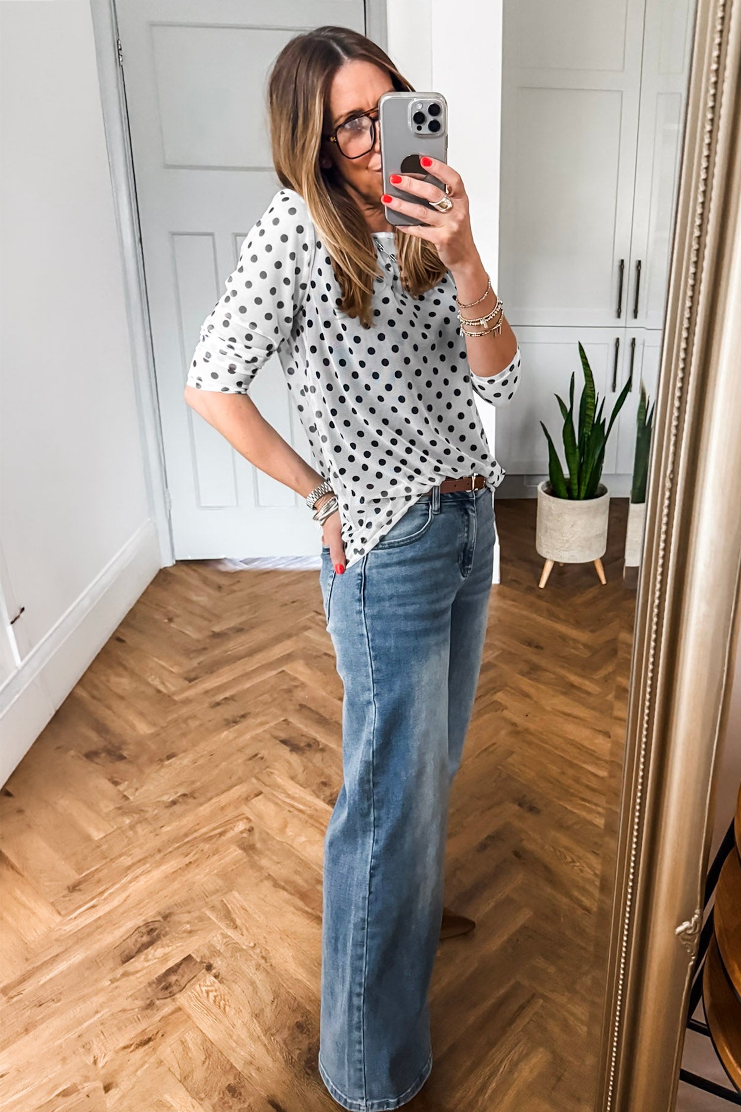 PRE-ORDER: Black Polka Dot Mesh Long Sleeve Top