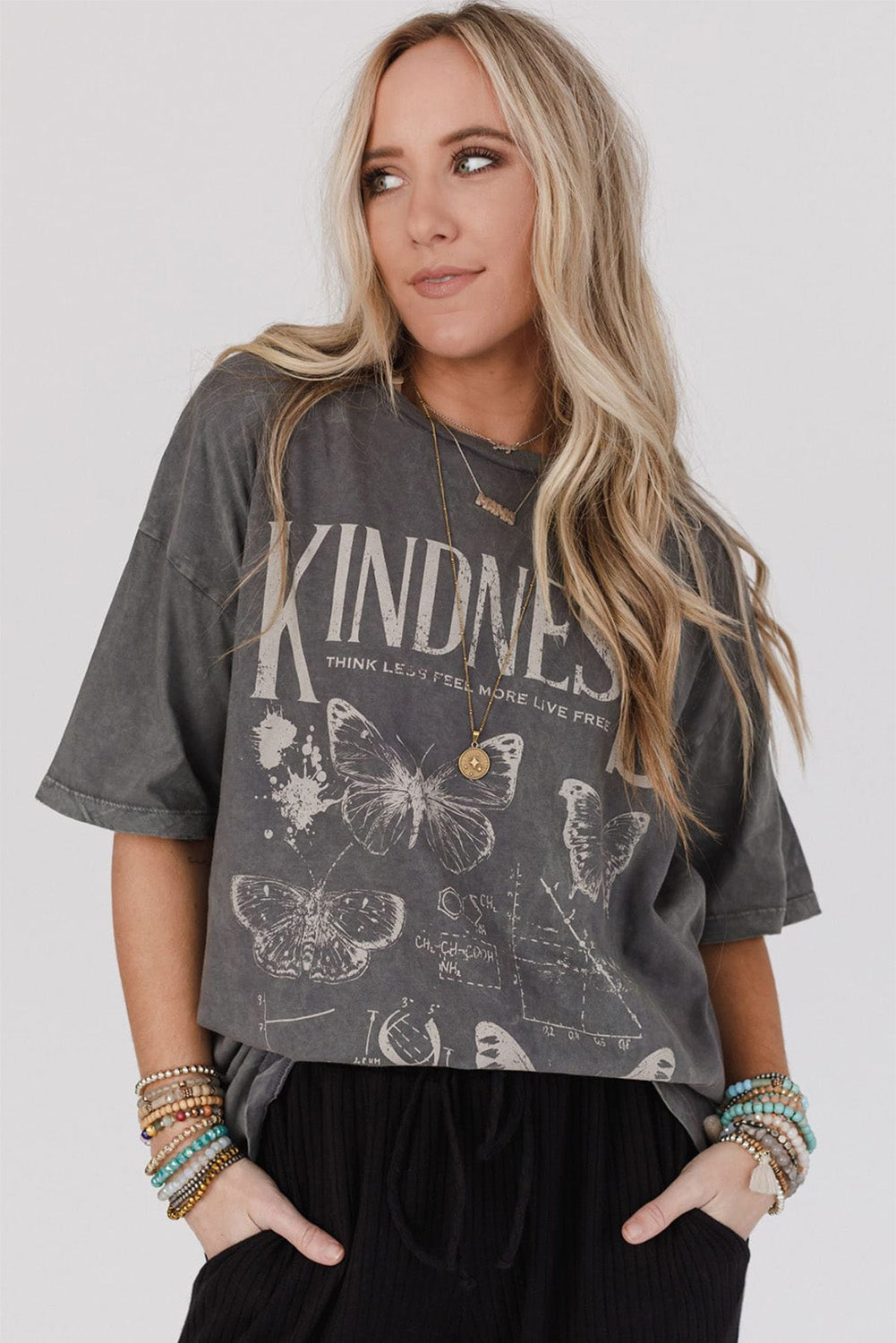 PRE-ORDER: Kindness Butterflies Graphic Mineral Wash Loose Tee