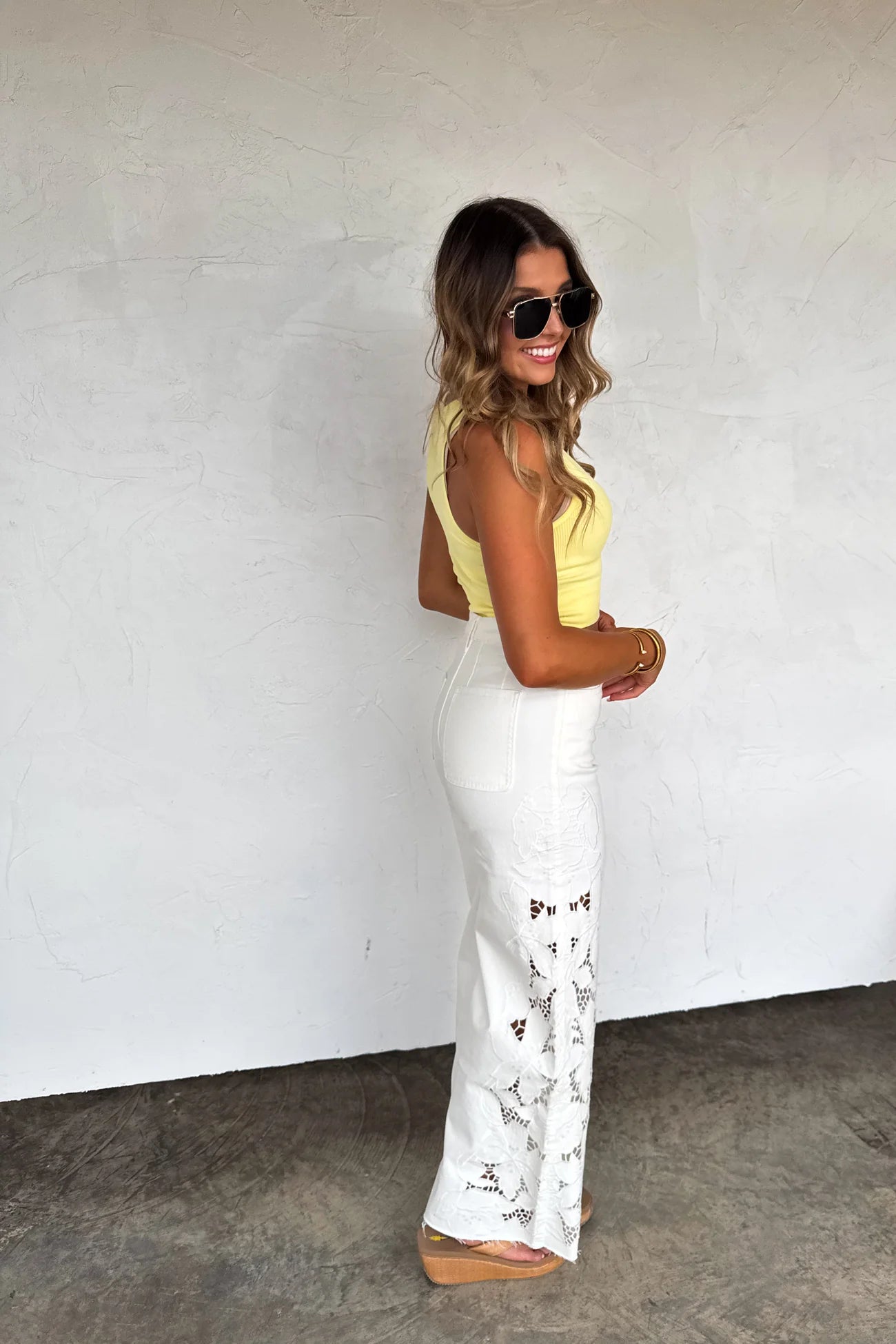 SUMMER FLORAL CHARM WIDE LEG JEAN