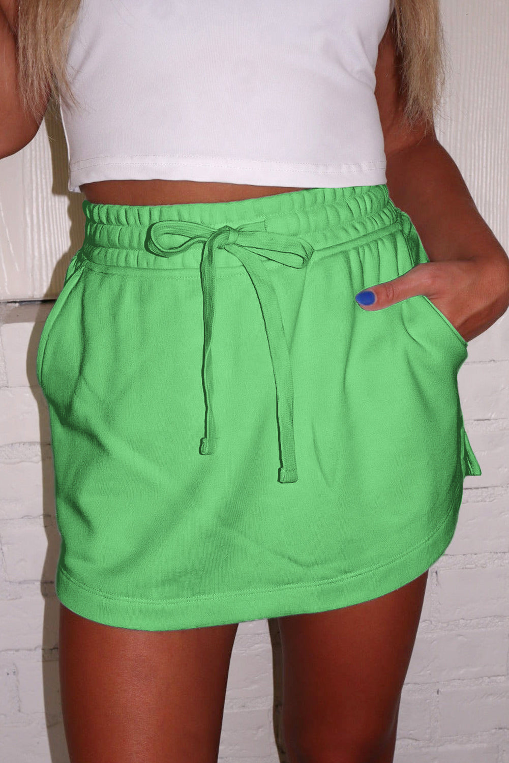 PRE-ORDER: French Terry Drawstring Mini Skort with Pockets