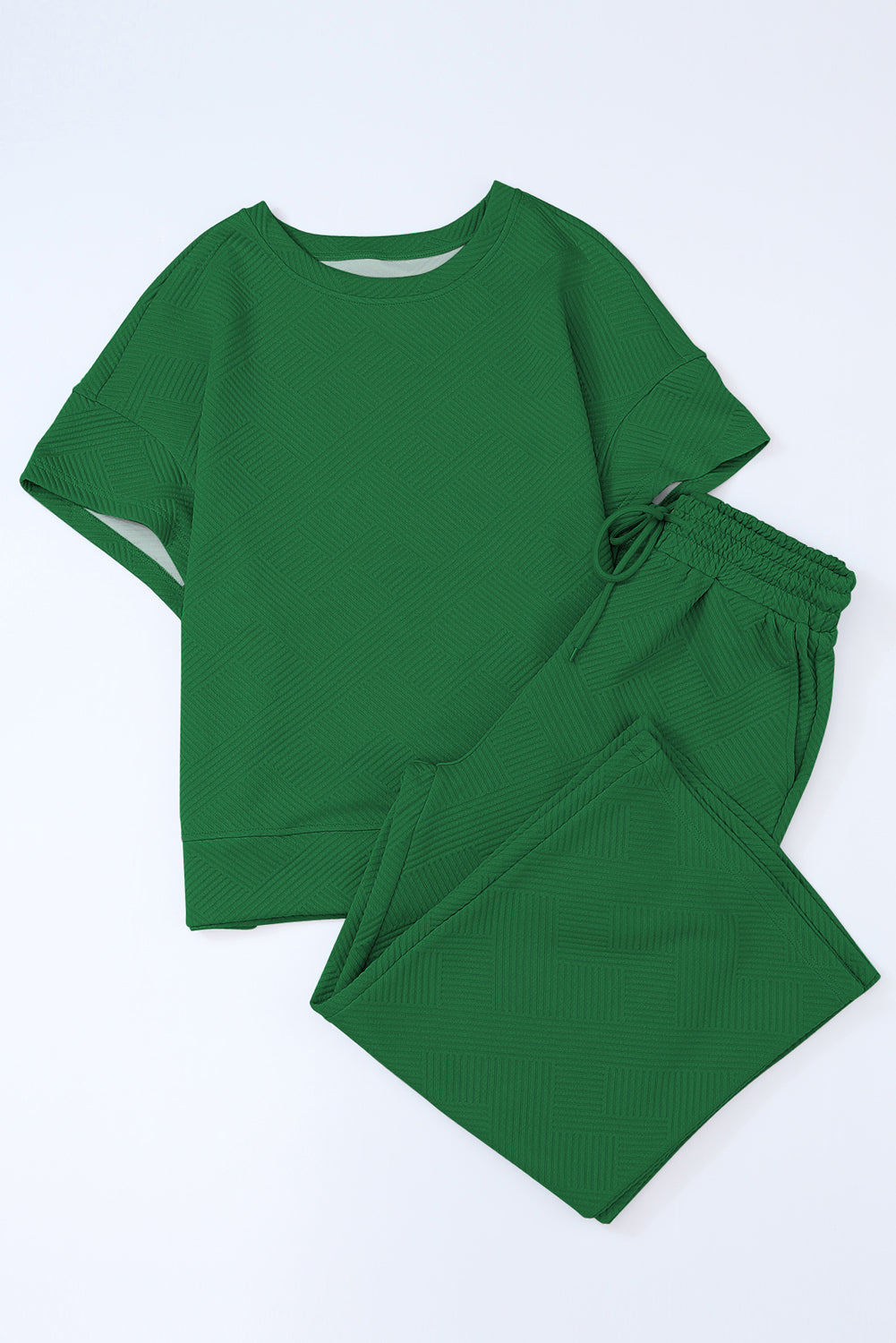 Textured Loose Fit Tee and Pants Set