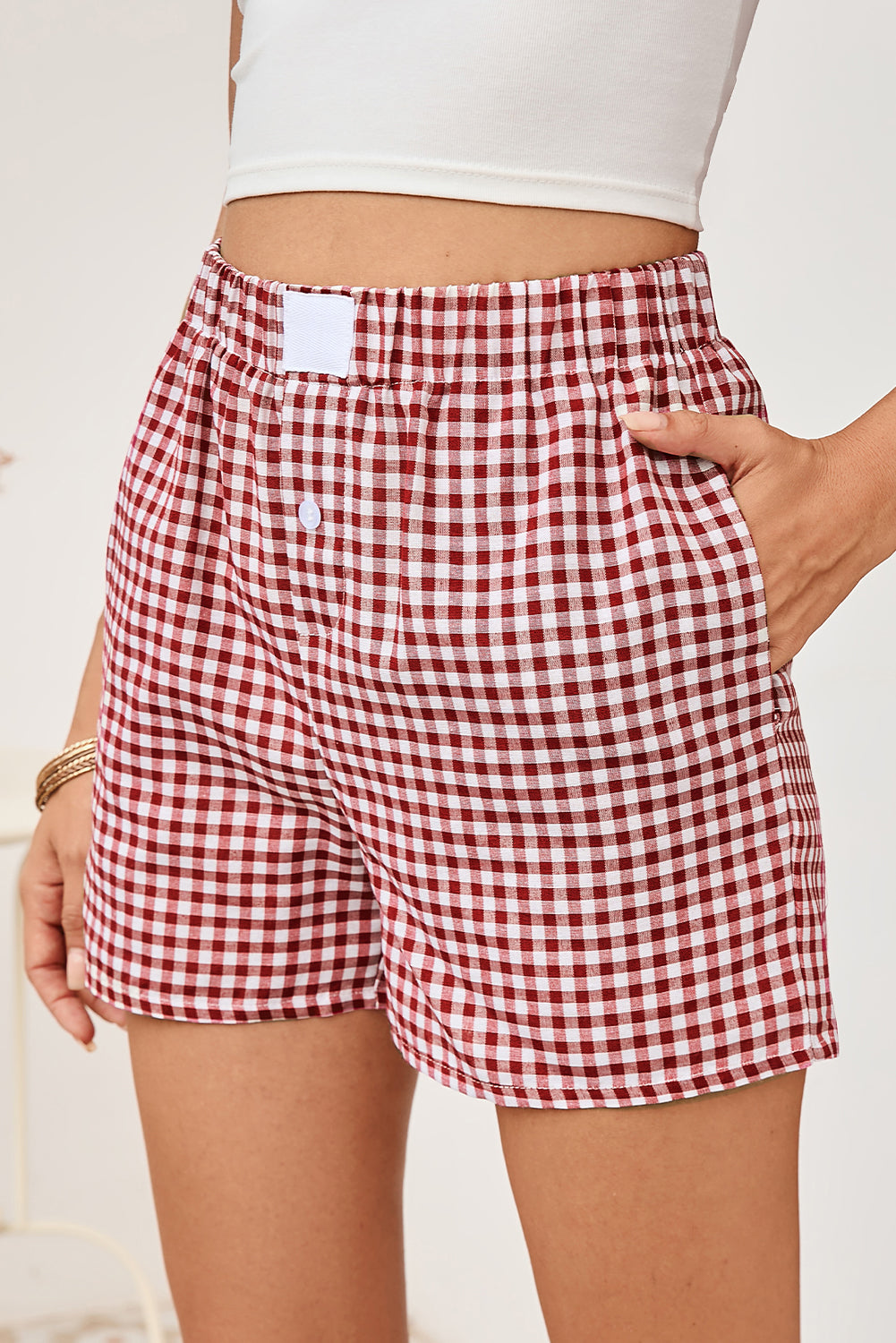 Vintage Plaid High Waisted Wide Leg Shorts