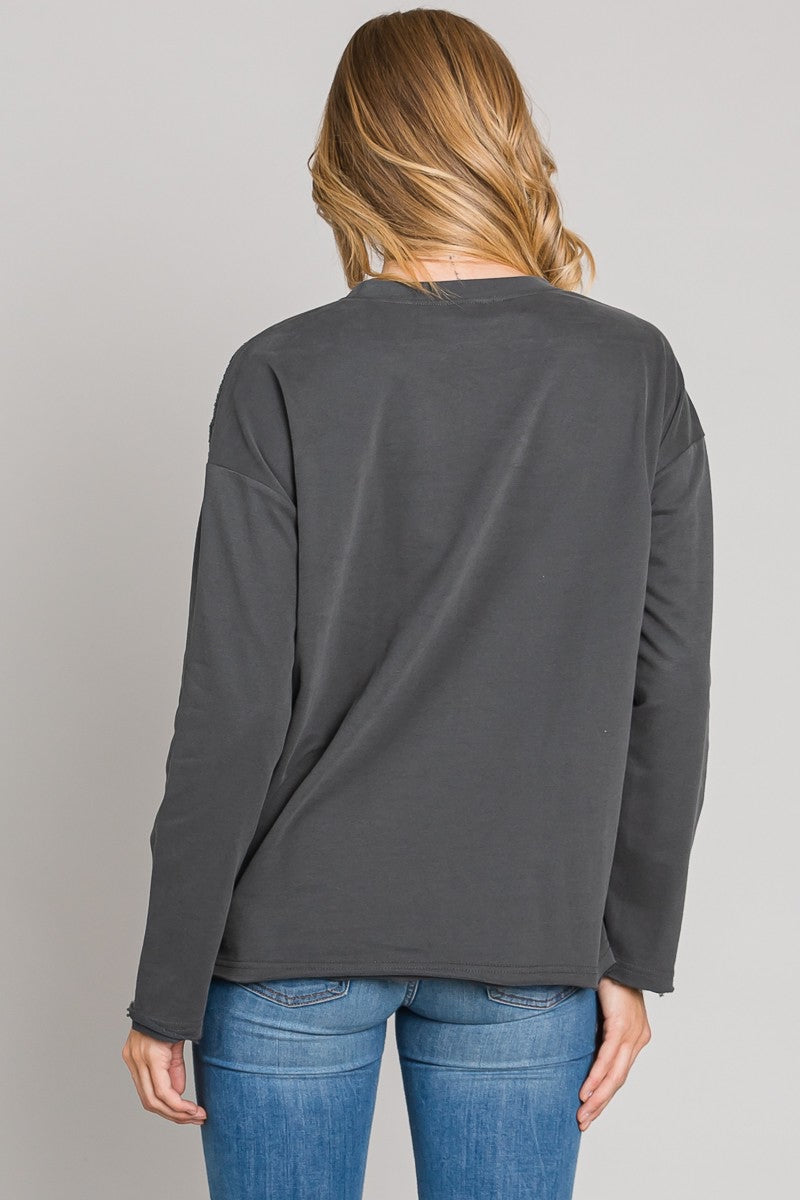 Crochet Trimmed French Terry Top