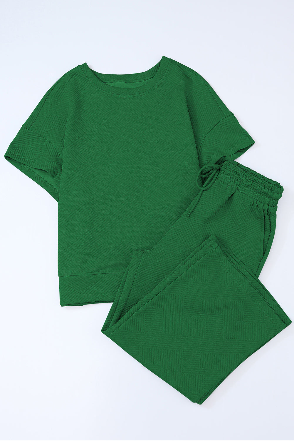 Textured Loose Fit Tee and Pants Set