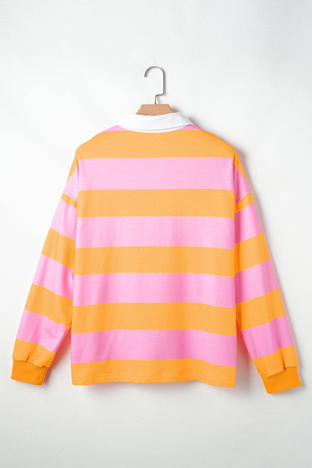 Striped Polo Collar Sweatshirt