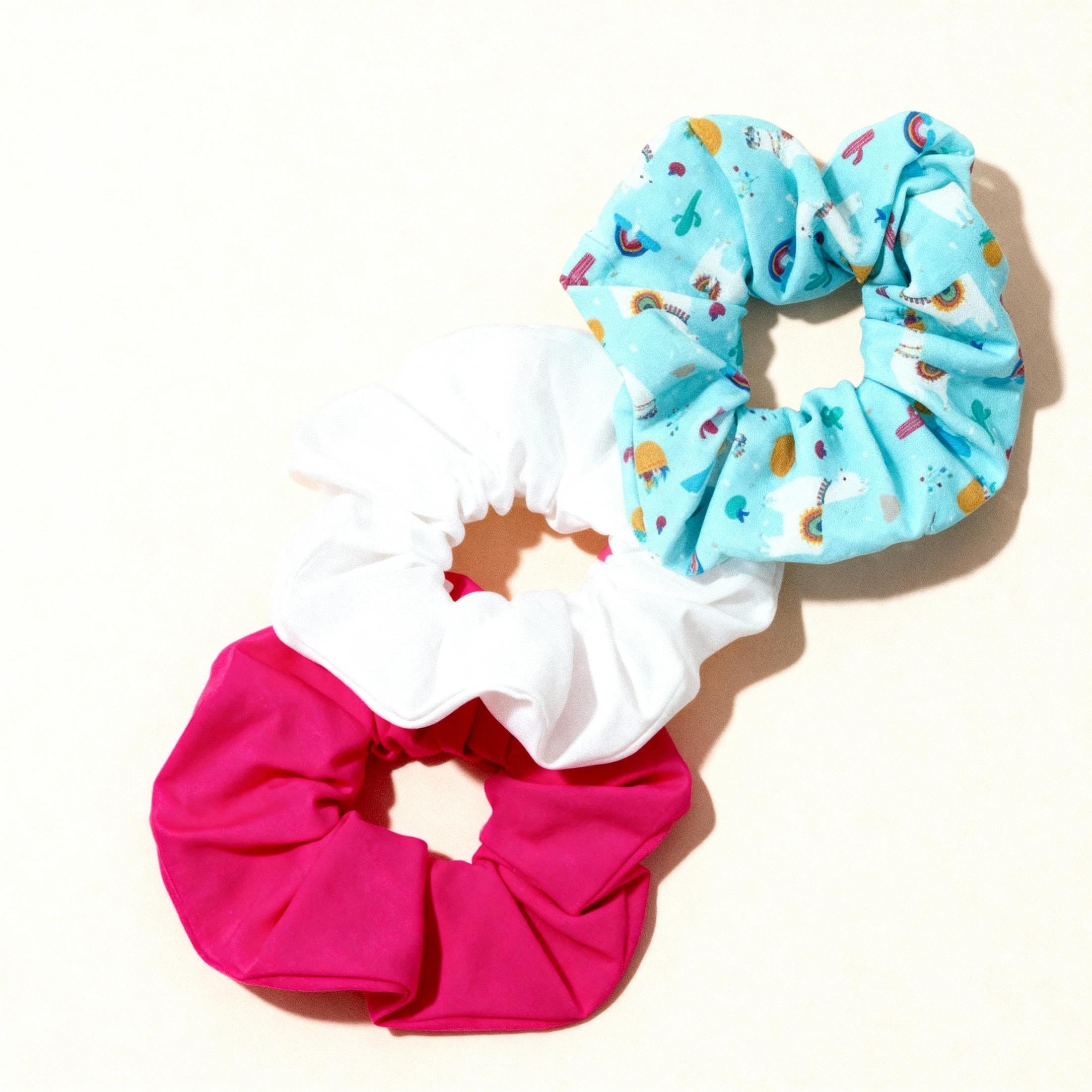 3 Pack Happy Llama Scrunchies