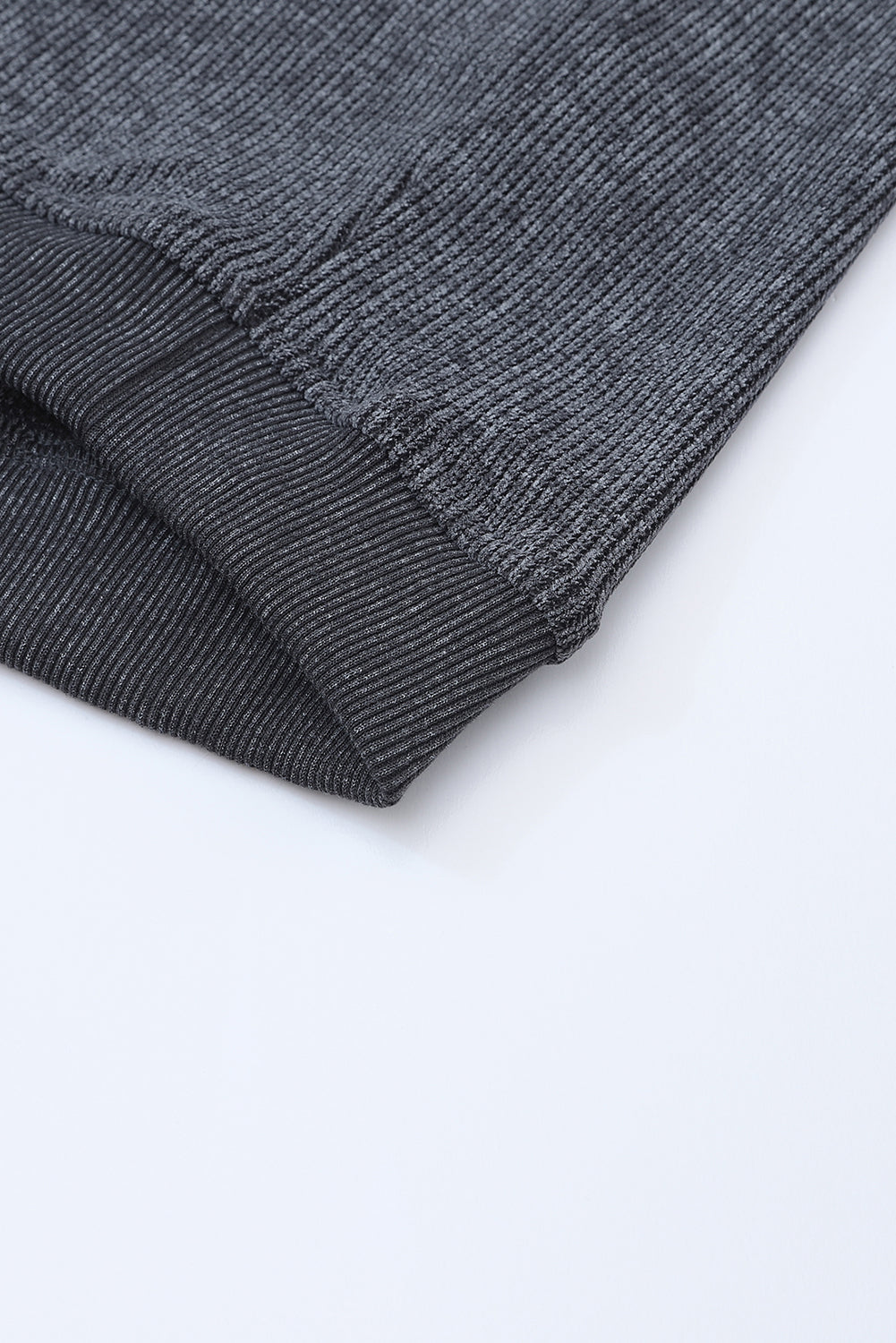 Solid Ribbed Knit Round Neck Pullover Sweatshirt