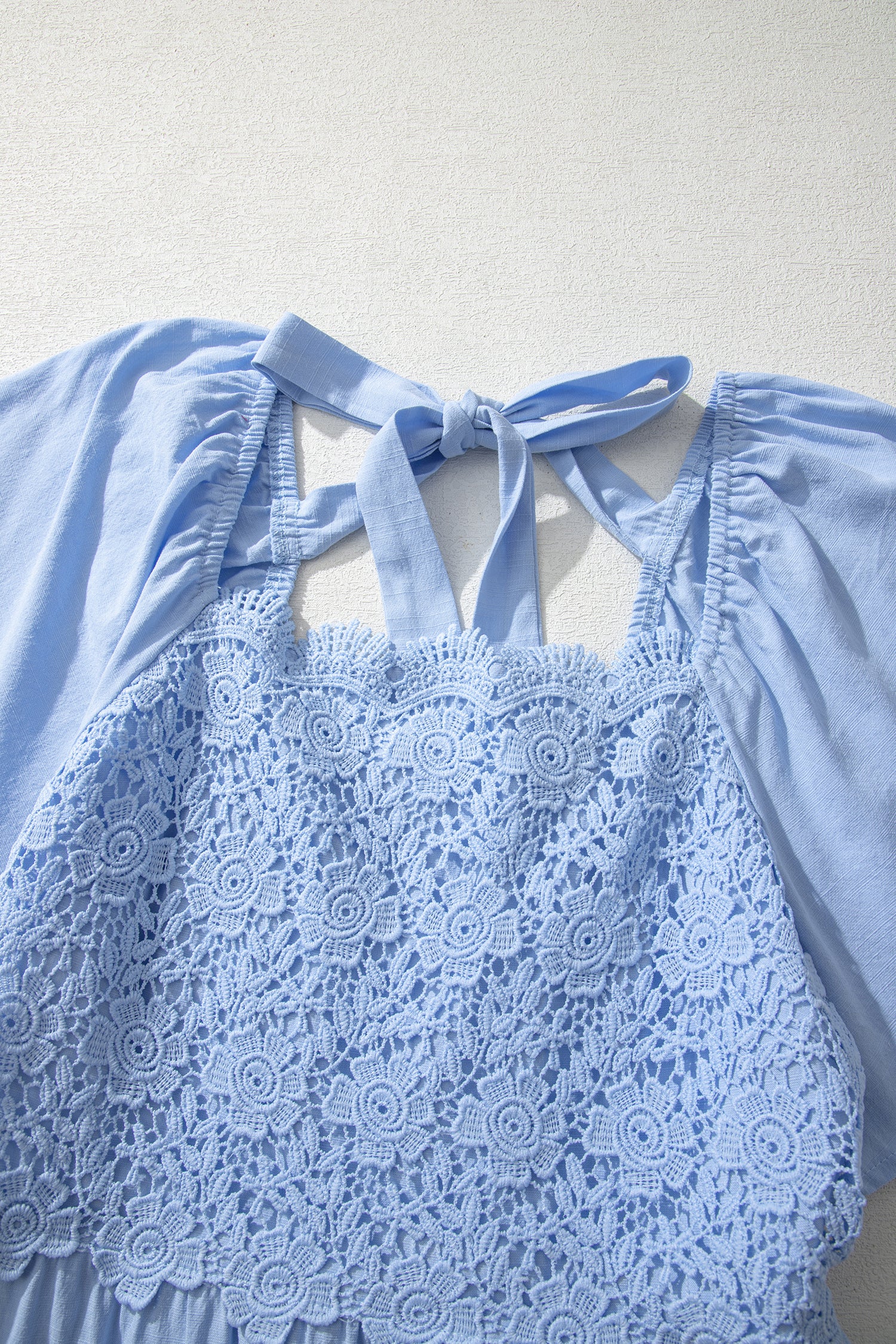 PRE-ORDER: Short Sleeve Lace Detail Square Neck Tiered Midi Dress