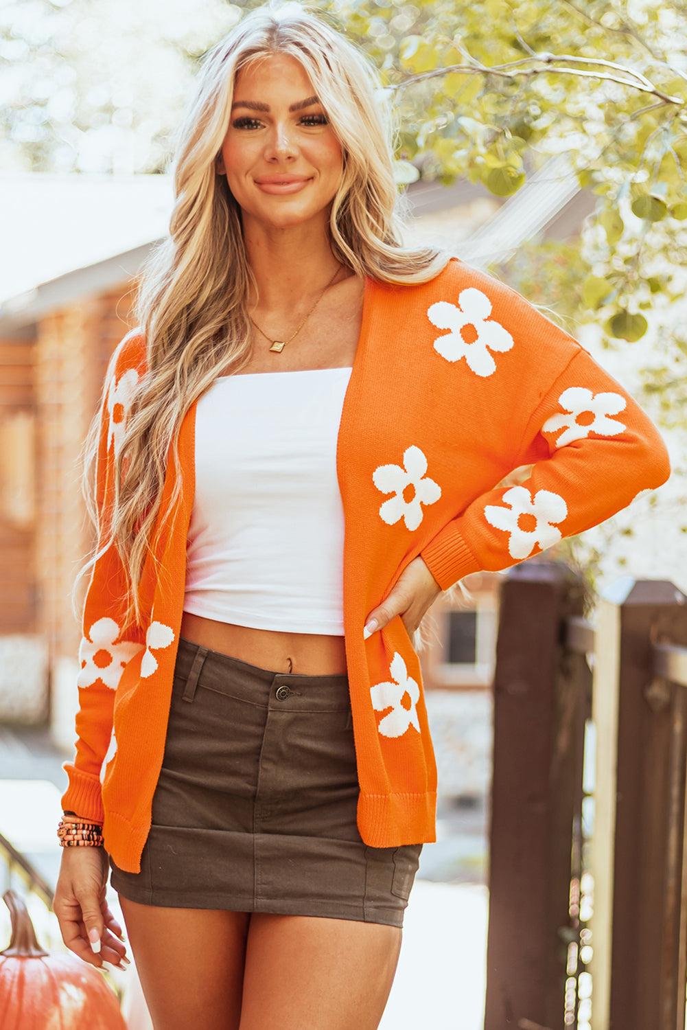 Floral Print Knitted Cardigan