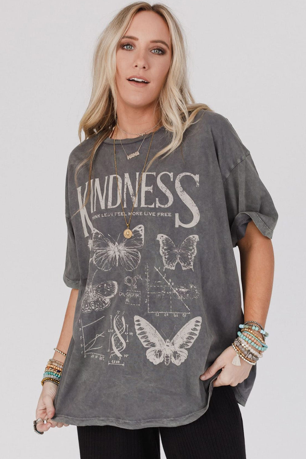 PRE-ORDER: Kindness Butterflies Graphic Mineral Wash Loose Tee
