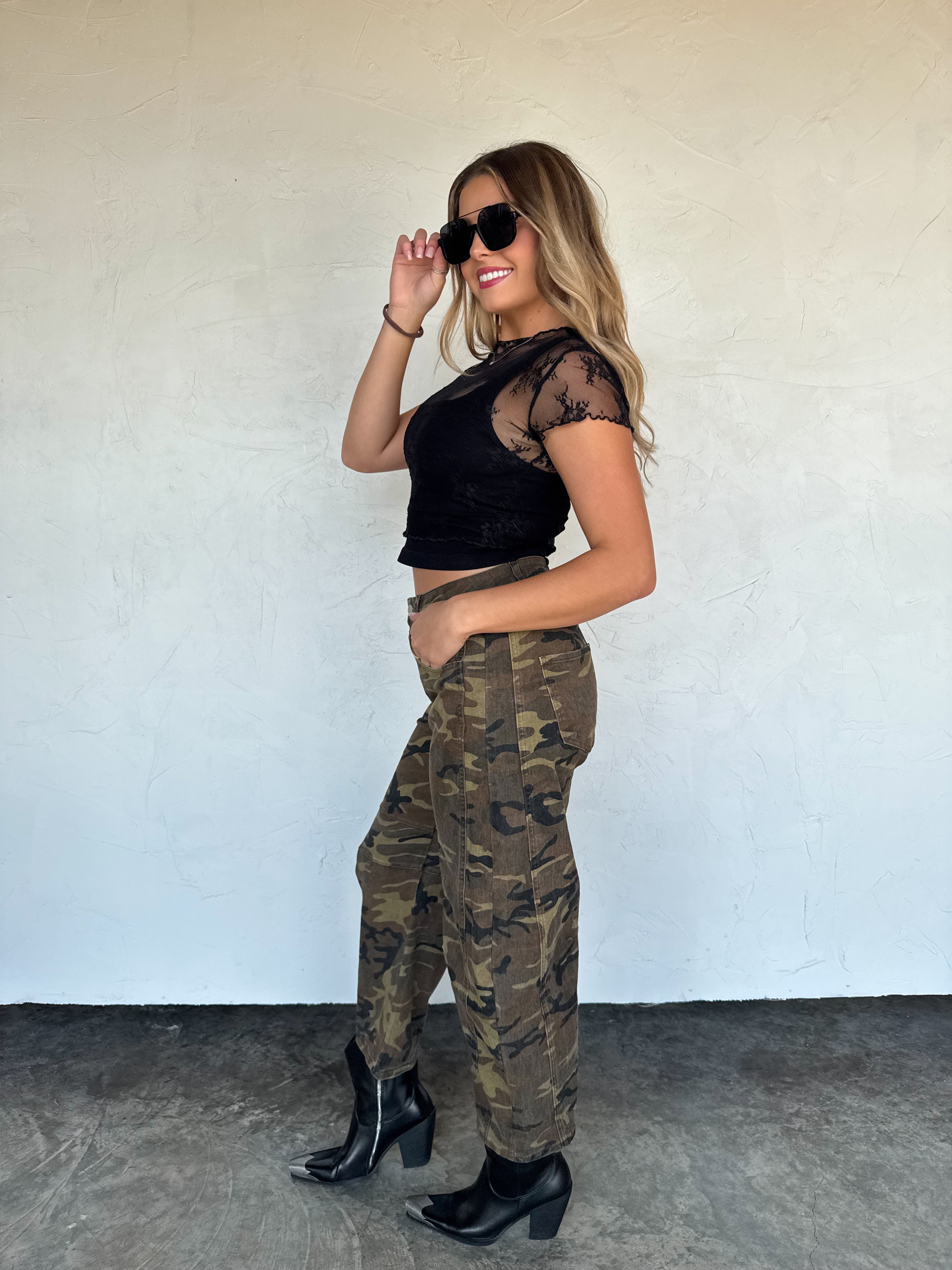 PRE-ORDER: BEX CAMO BARREL JEANS