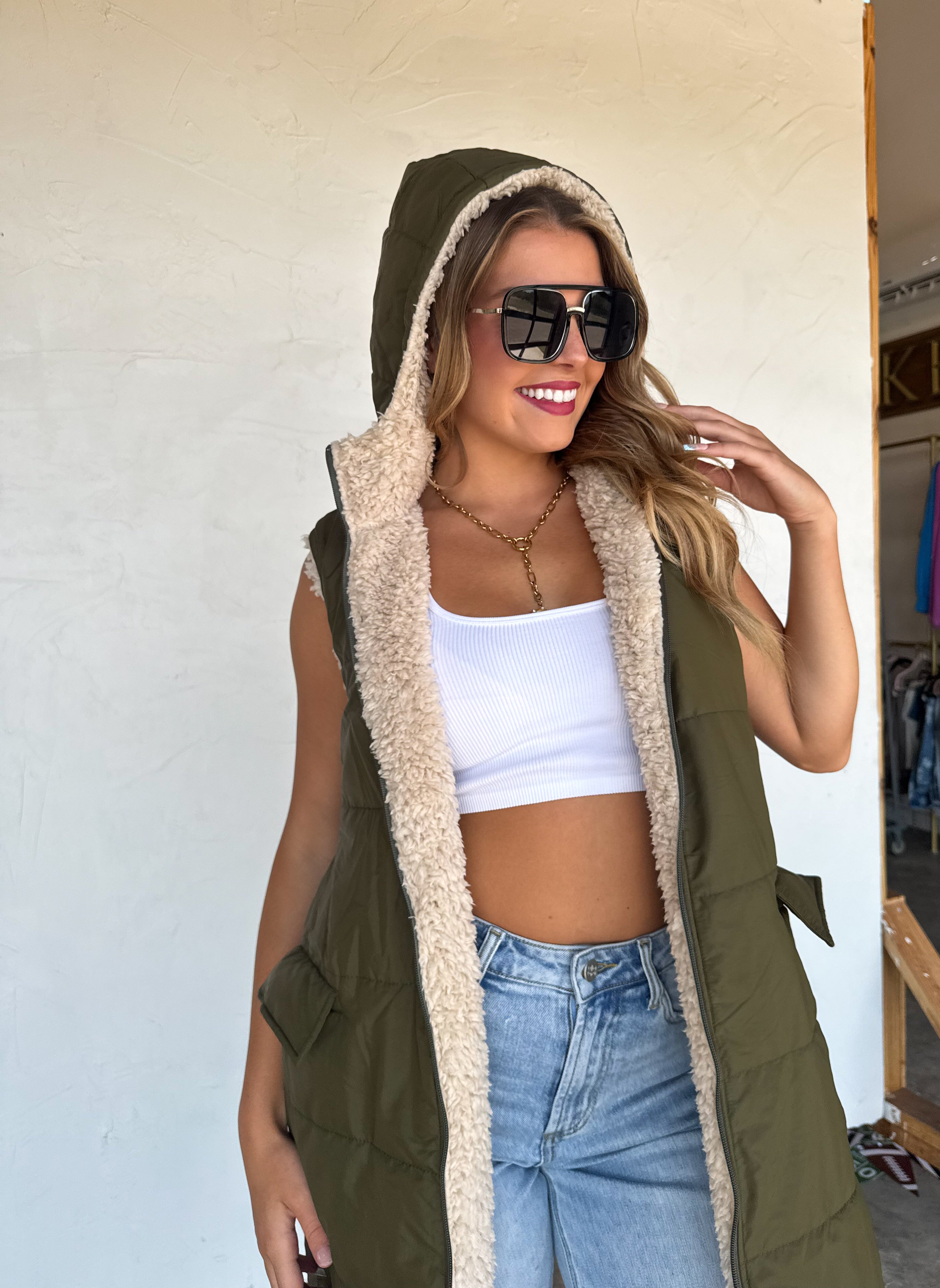 PRE-ORDER: REVERSIBLE SHERPA PUFFER VEST
