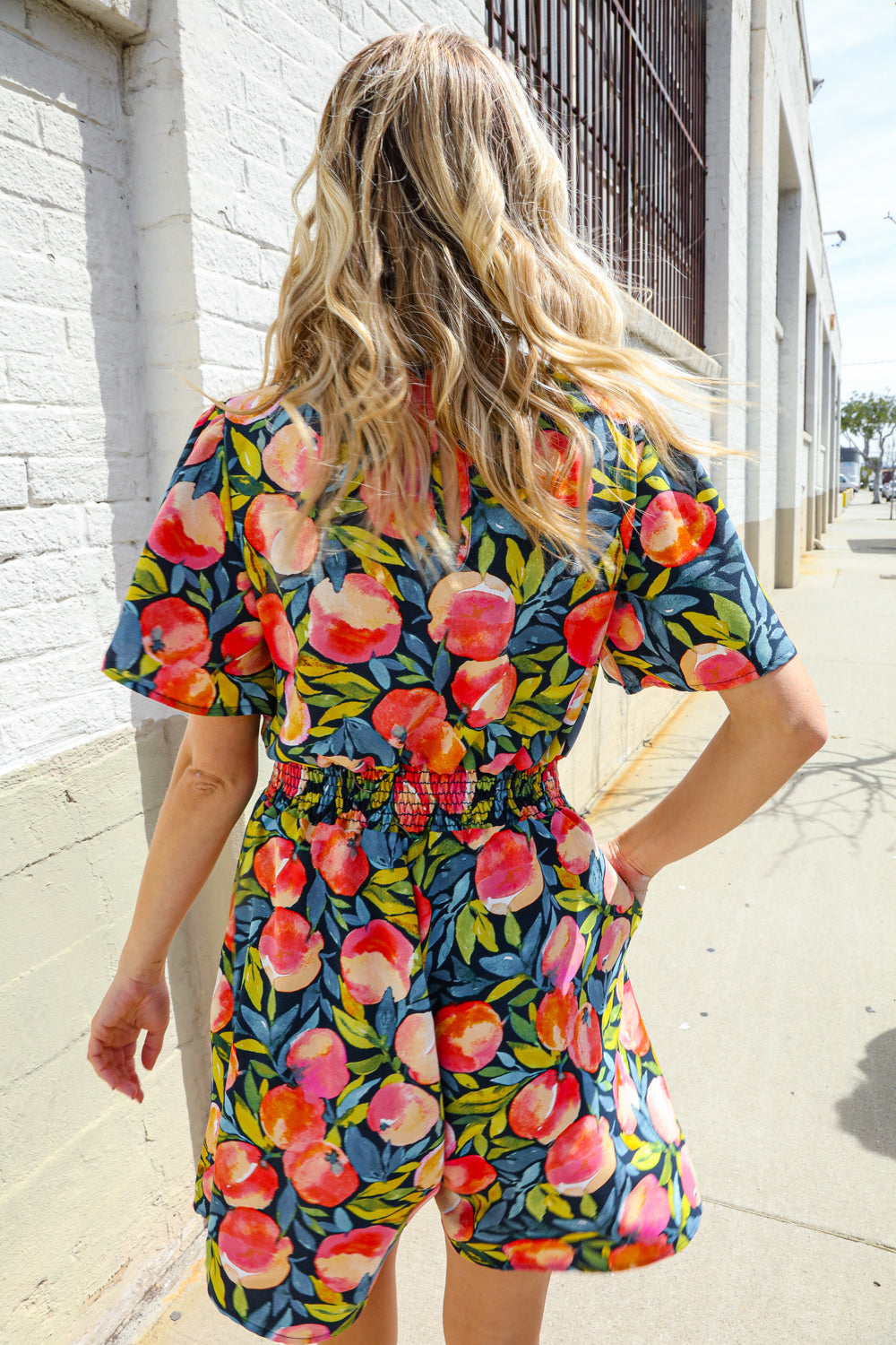 Sunny Days Floral Print Smocked WaistRomper
