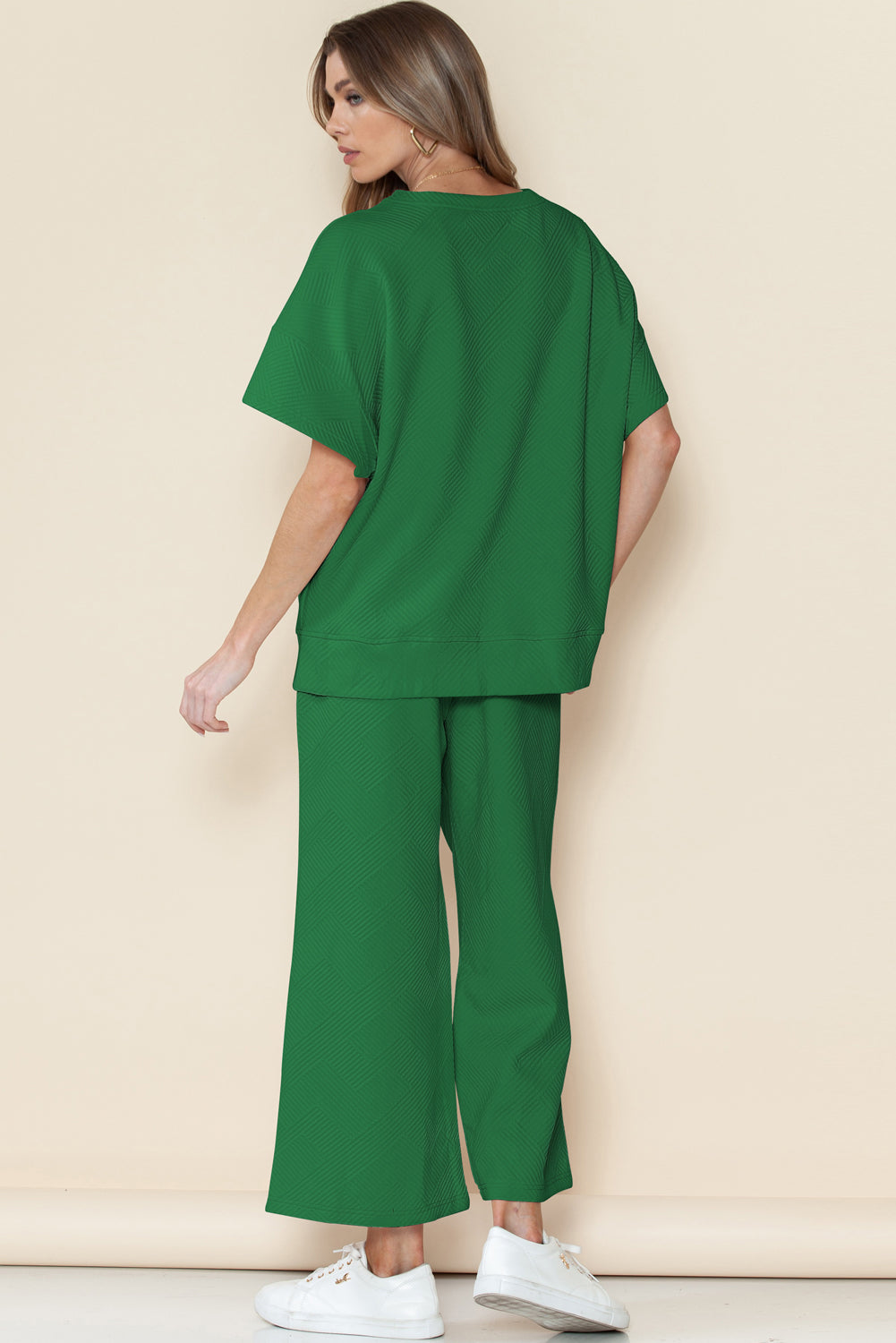 Textured Loose Fit Tee and Pants Set