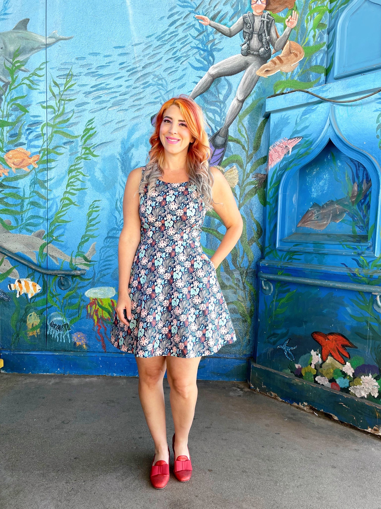 Coral Skater Dress
