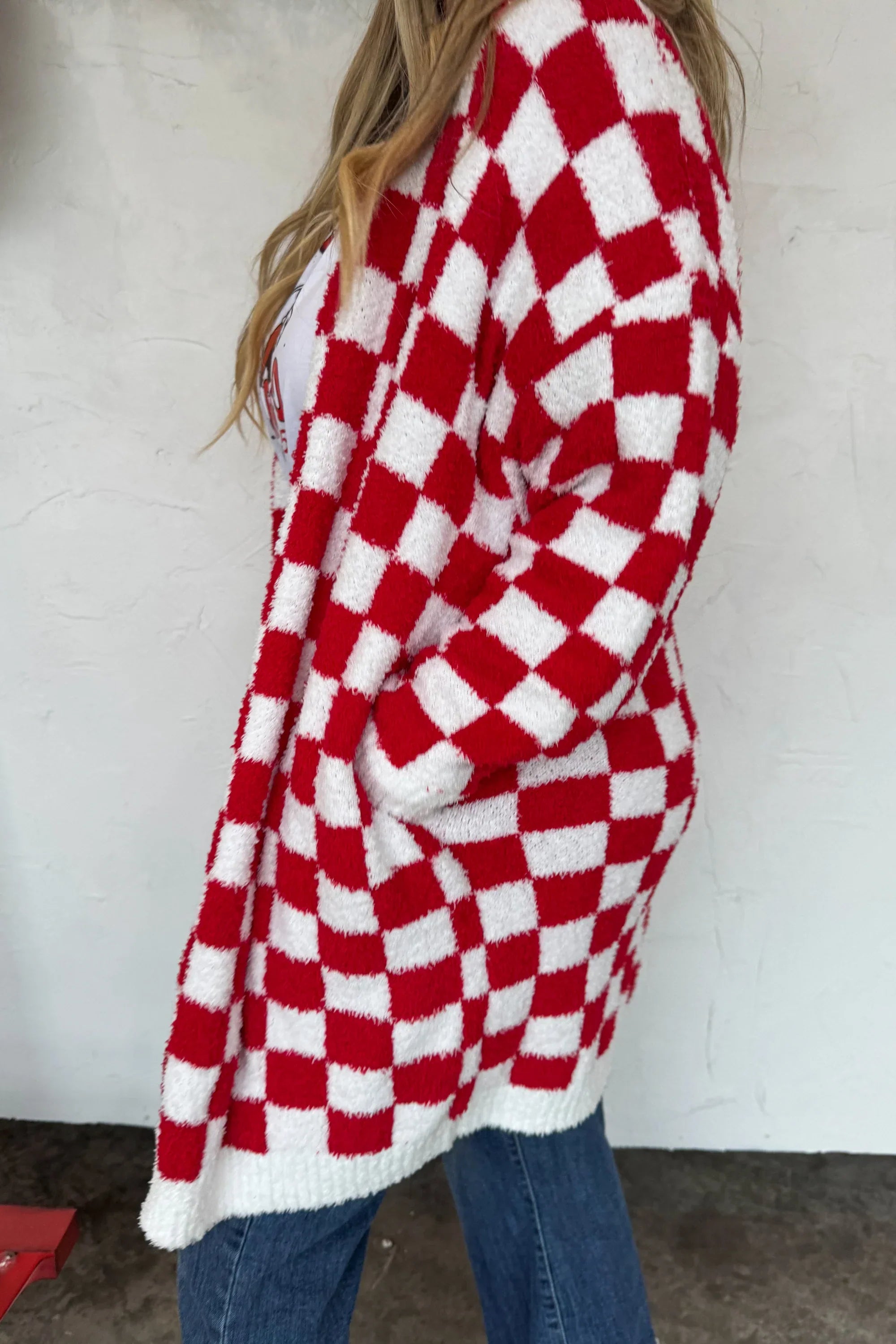 PRE-ORDER: Christmas Cloud Cardigan Red Checker