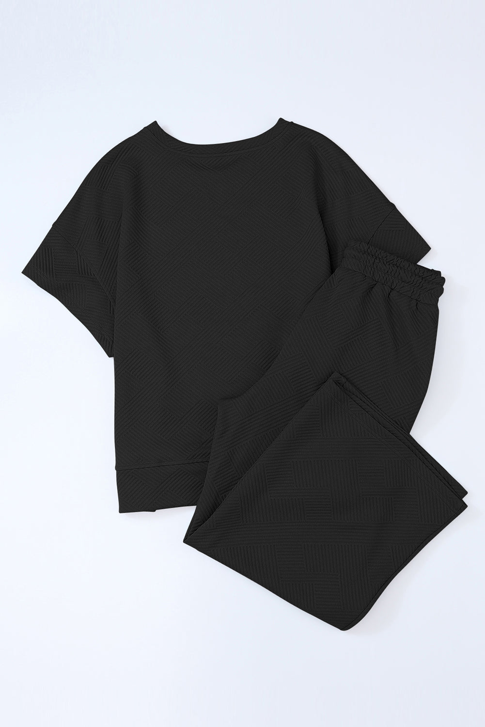 Textured Loose Fit Tee and Pants Set