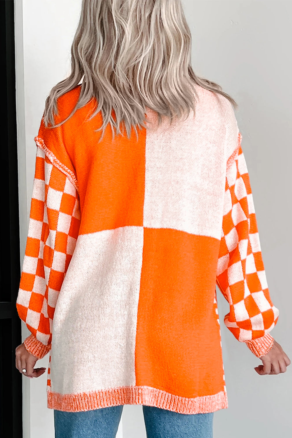 PRE-ORDER: Checkered Drop Shoulder Cardigan